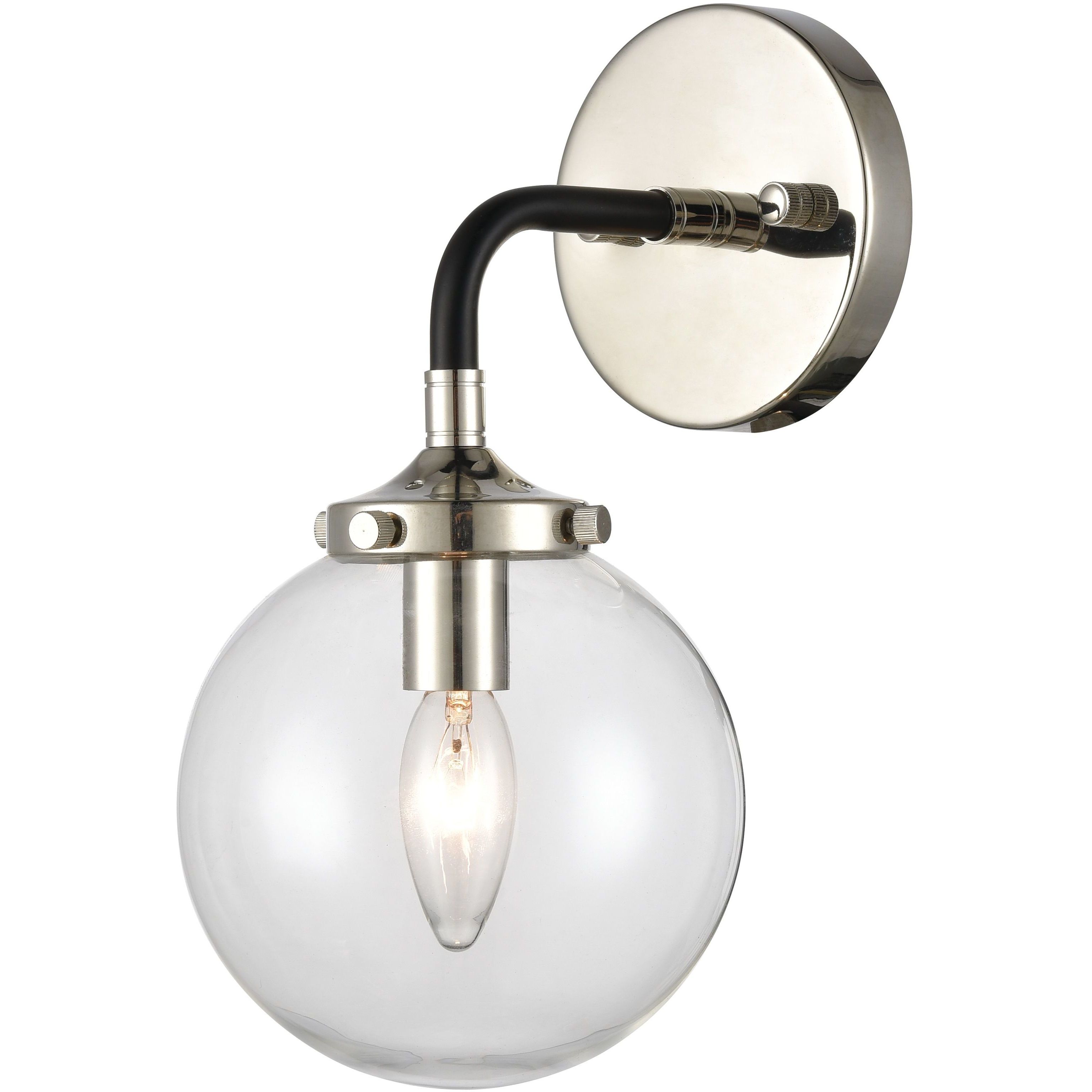 Boudreaux Sconce Wall Light in Matte Black with Polished Nickel