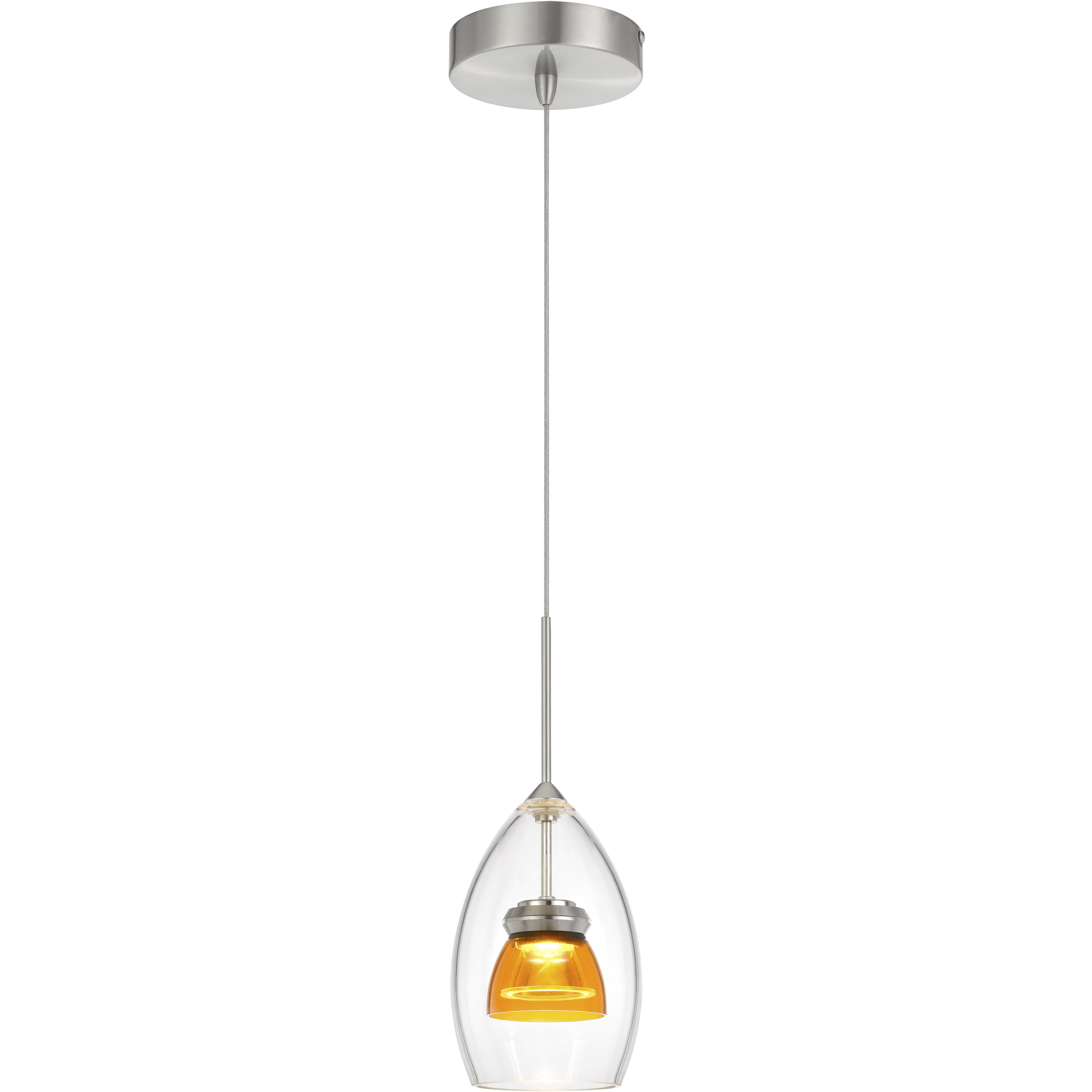 Double Glass LED 4.25 inch Clear Mini Pendant Ceiling Light in No Shade