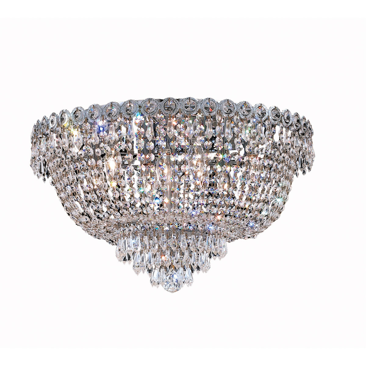 Century 9 Light 20 inch Chrome Flush Mount Ceiling Light in Royal Cut
