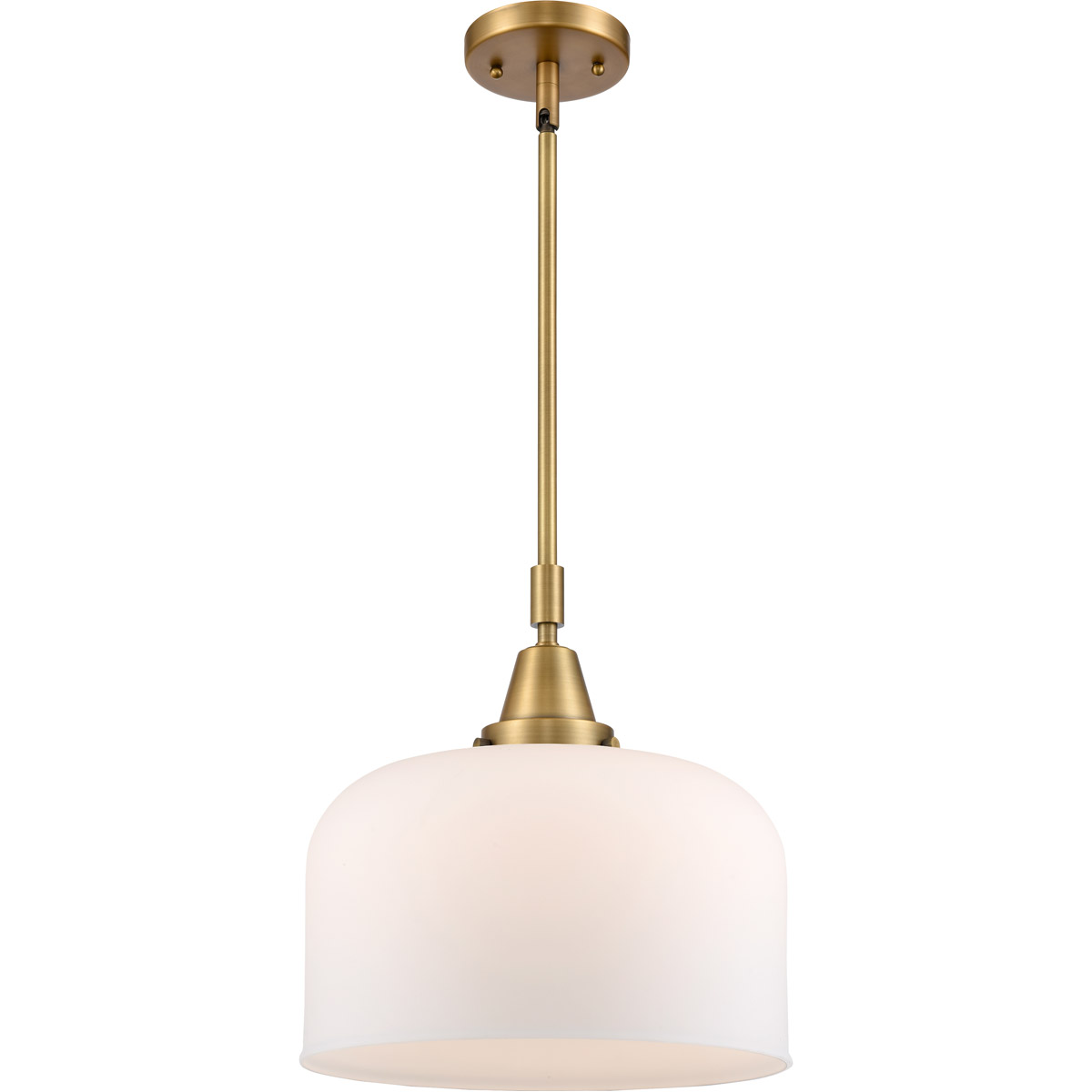 Franklin Restoration X-Large Bell 1 Light 12 inch Brushed Brass Mini Pendant Ceiling Light in Matte White Glass