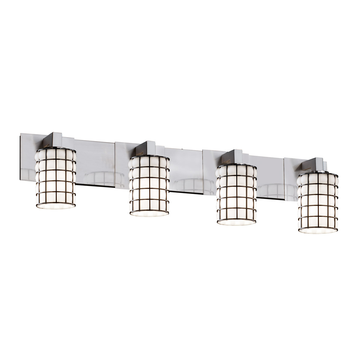 Wire Glass LED 36.25 inch Dark Bronze Bath Bar Wall Light in 2800 Lm LED, Grid with Clear Bubbles, Square with Flat Rim, Modular