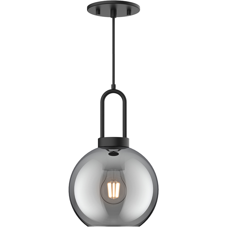 Alora Mood Soji 1 Light 7.88 inch Matte Black Pendant Ceiling Light in Smoked Glass