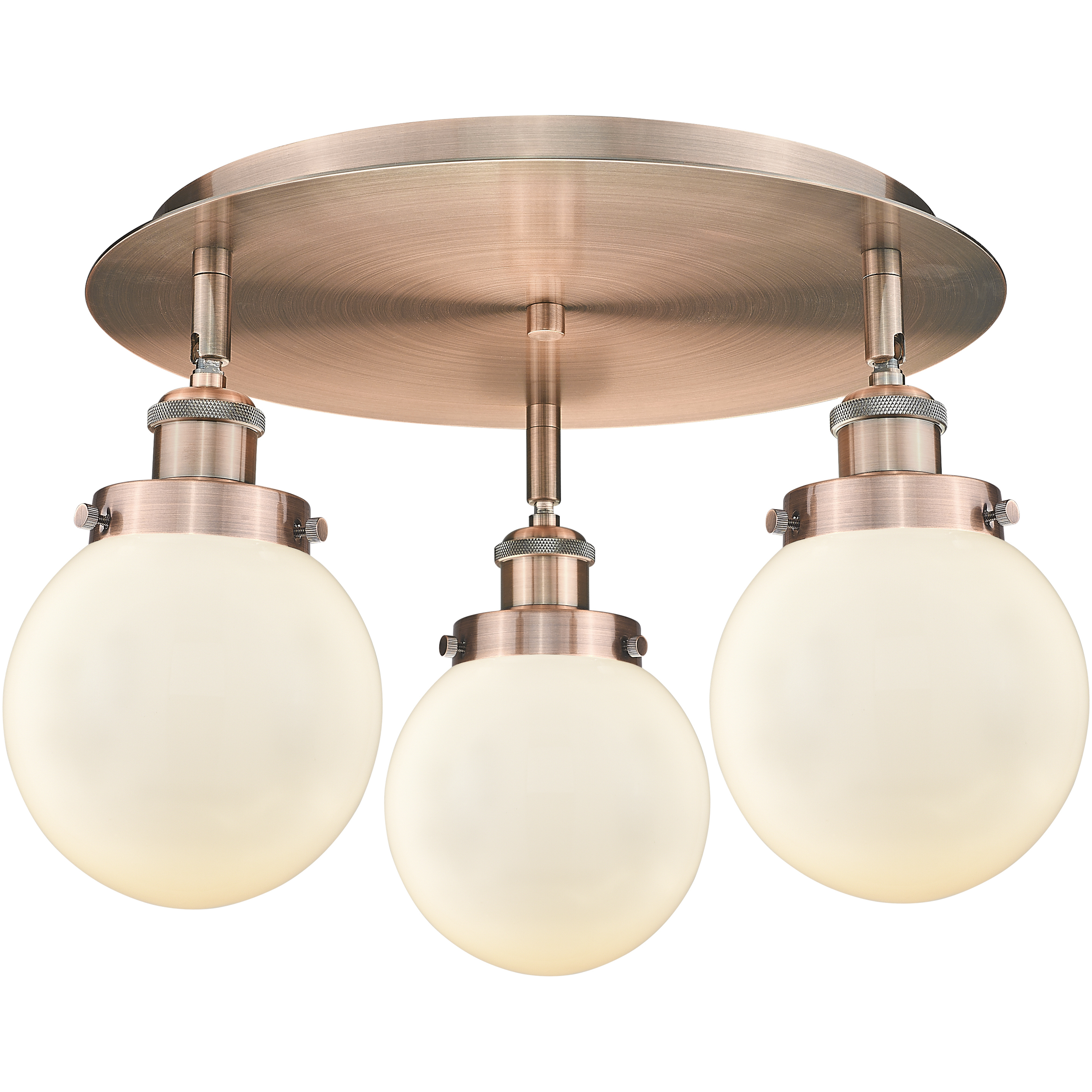 Beacon 3 Light 17.75 inch Antique Copper Flush Mount Ceiling Light in Matte White