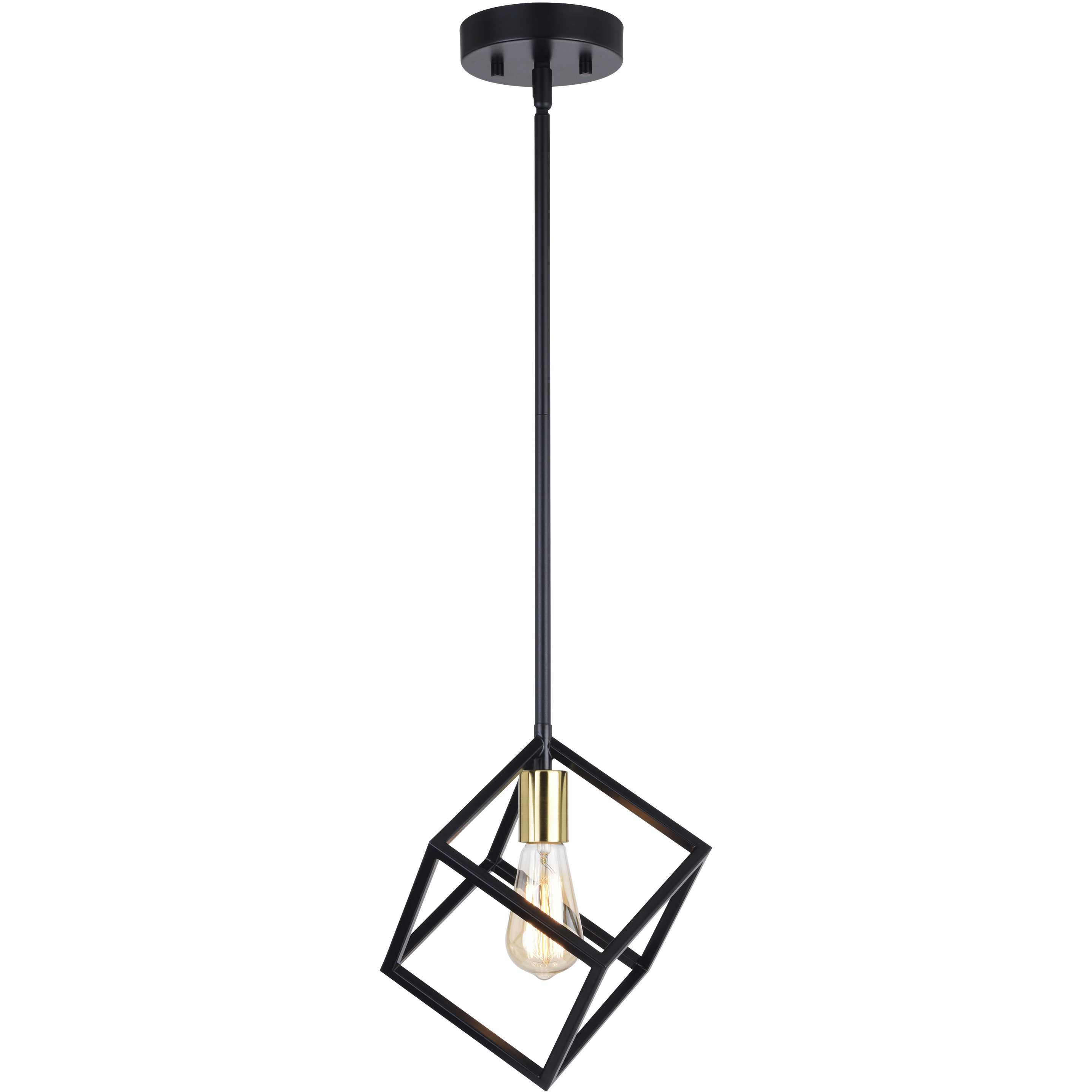Deering LED 10.25 inch Matte Black and Satin Brass Mini Pendant Ceiling Light