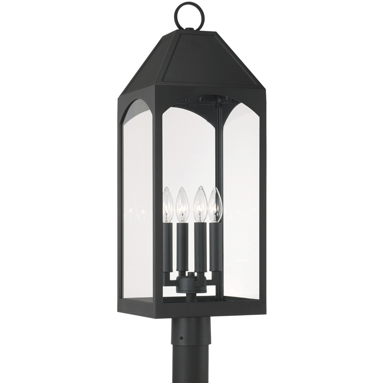 Burton 4 Light 28.75 inch Black Outdoor Post Lantern