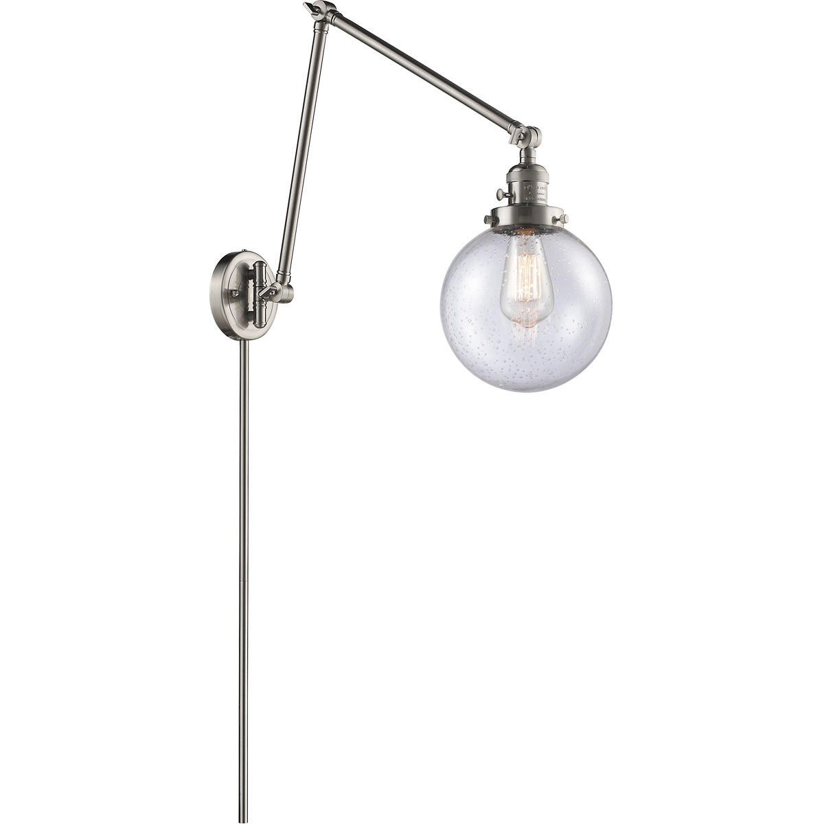 Large Beacon 30 inch 60.00 watt Satin Nickel Swing Arm Wall Light, Franklin Restoration