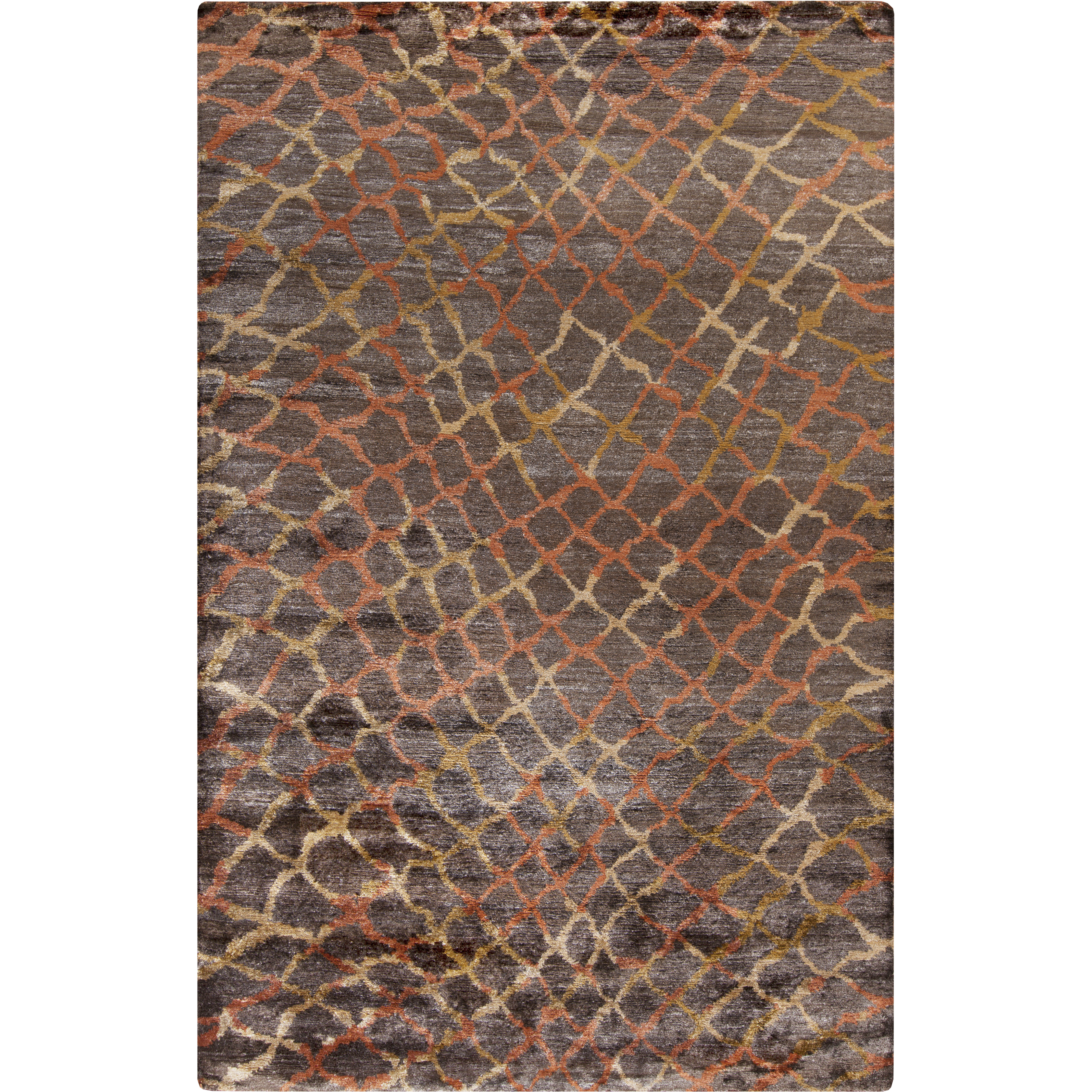 Platinum 96 X 60 inch Dark Brown, Rust, Camel, Tan Rug