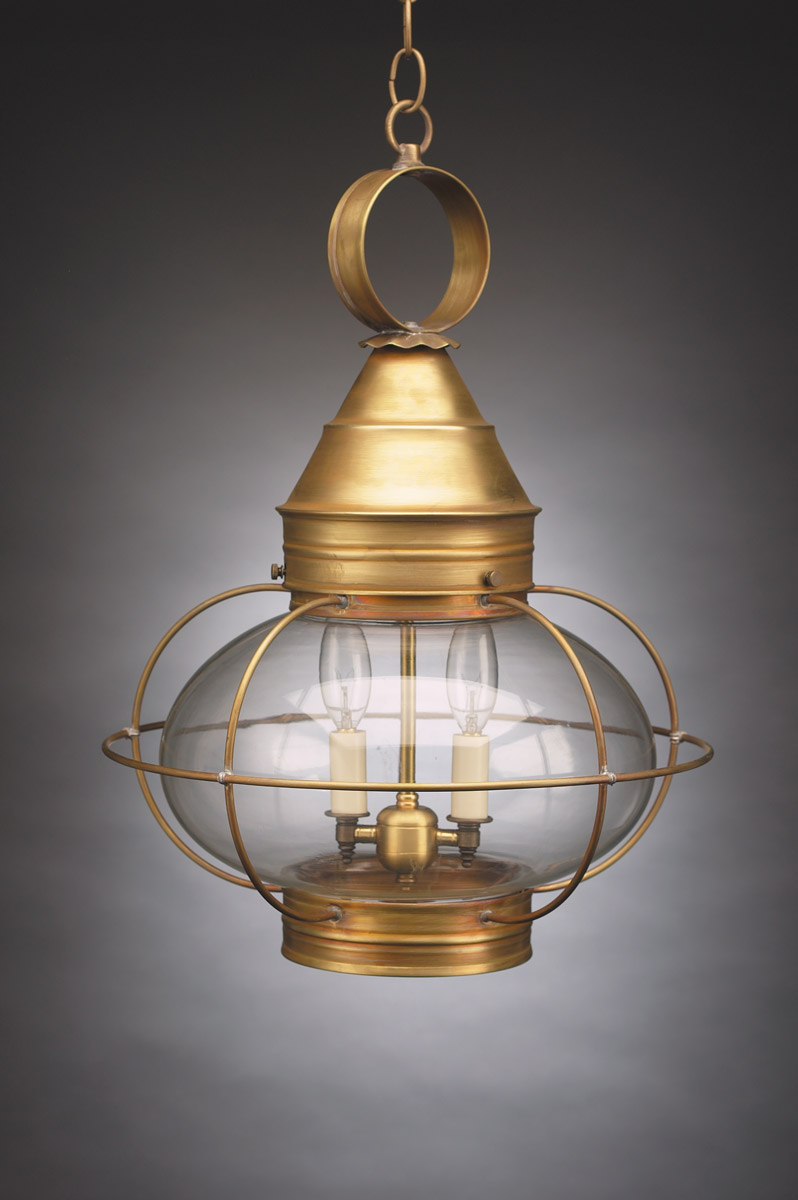 Onion 1 Light 15 inch Antique Copper Hanging Lantern Ceiling Light in Clear Glass, Medium