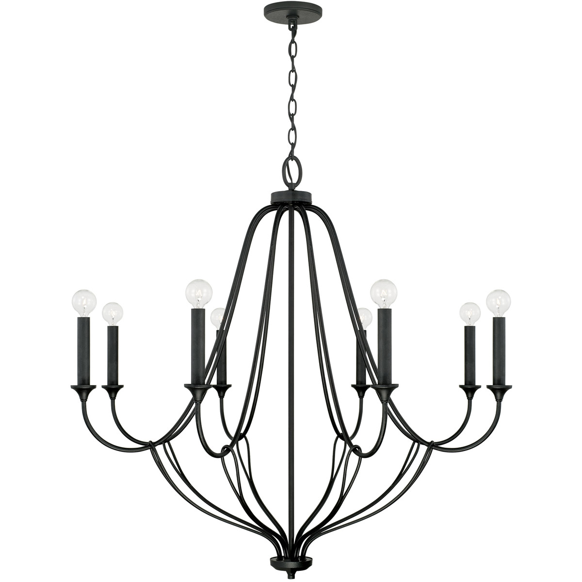 Bentley 8 Light 38 inch Black Iron Chandelier Ceiling Light