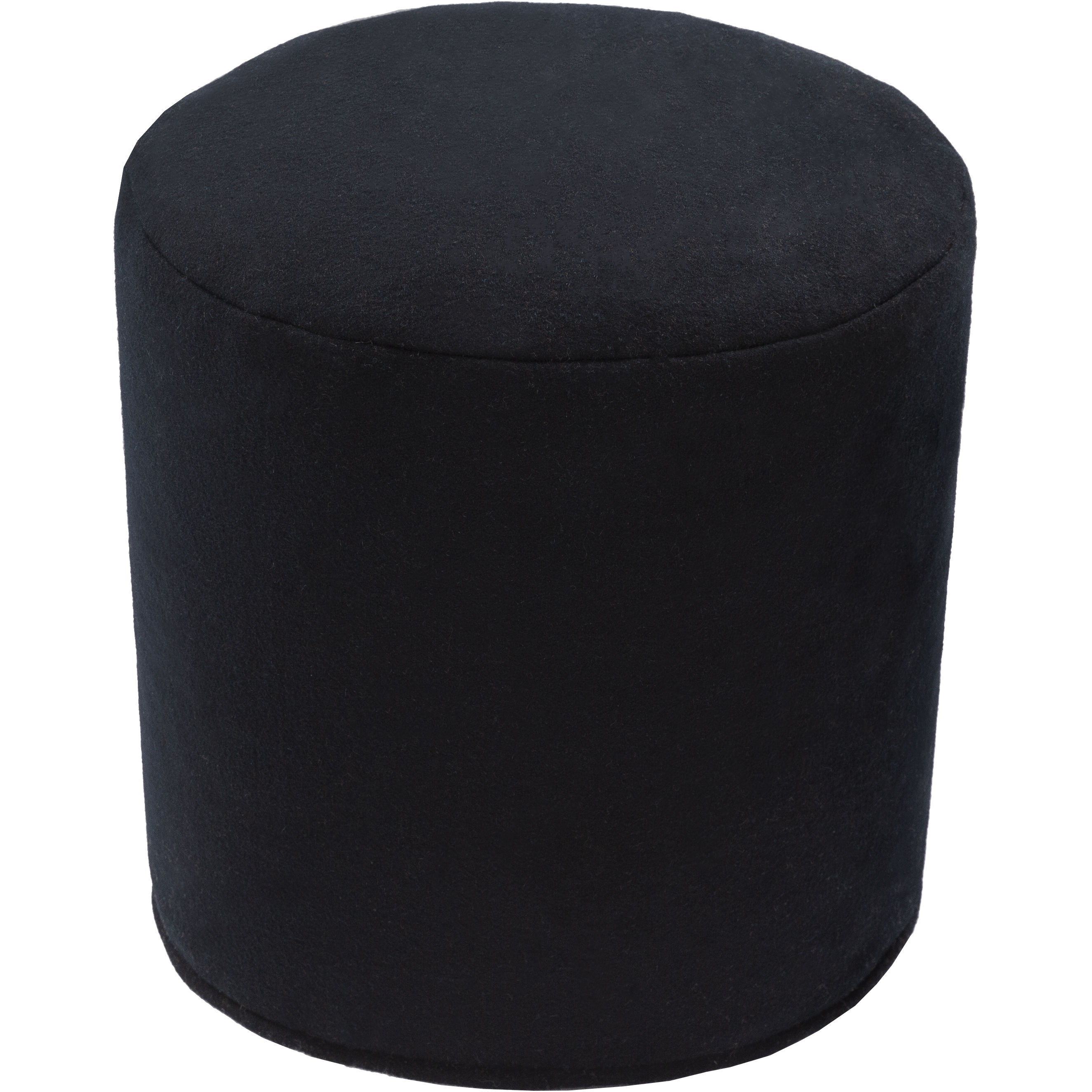 Shane 17 inch Black Pouf, Cylinder