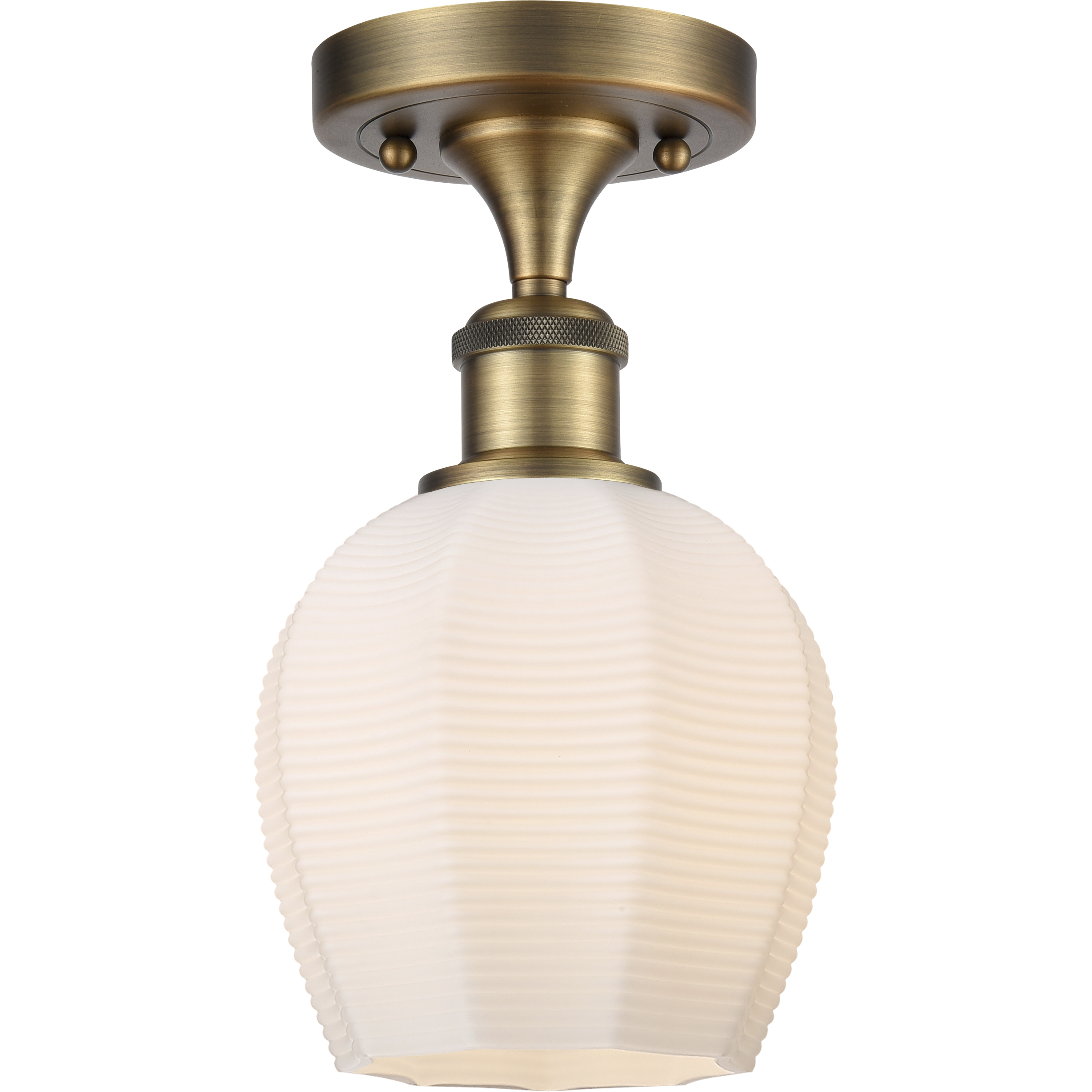 Norfolk 1 Light 5.75 inch Brushed Brass Semi-Flush Mount Ceiling Light in Matte White Glass