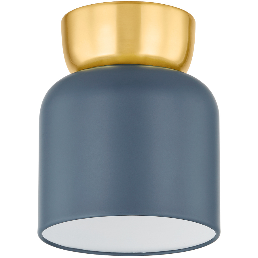 Batya 1 Light 6.25 inch Aged Brass/Slate Blue Flush Mount Ceiling Light