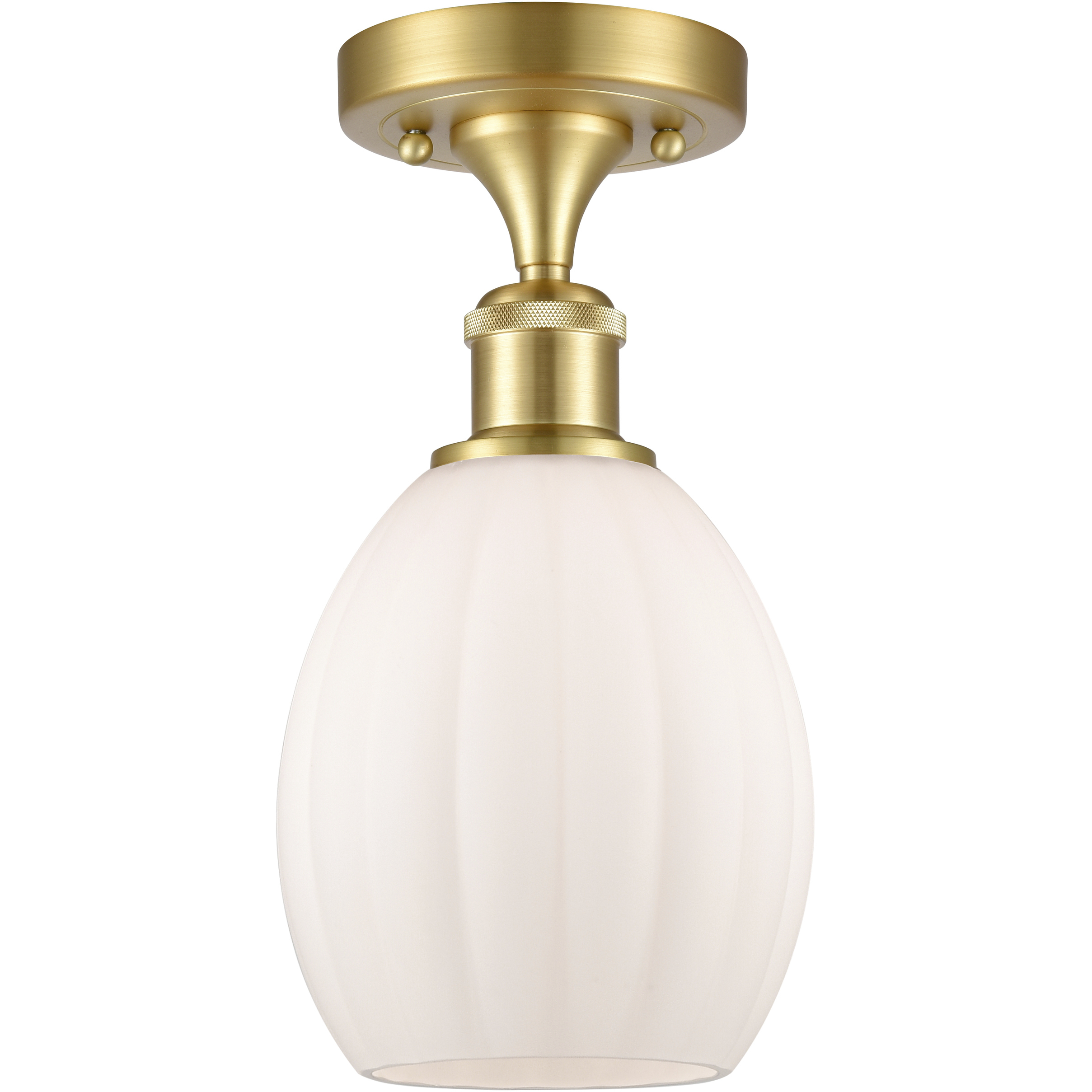 Eaton 1 Light 5.5 inch Satin Gold Semi-Flush Mount Ceiling Light in Matte White Glass
