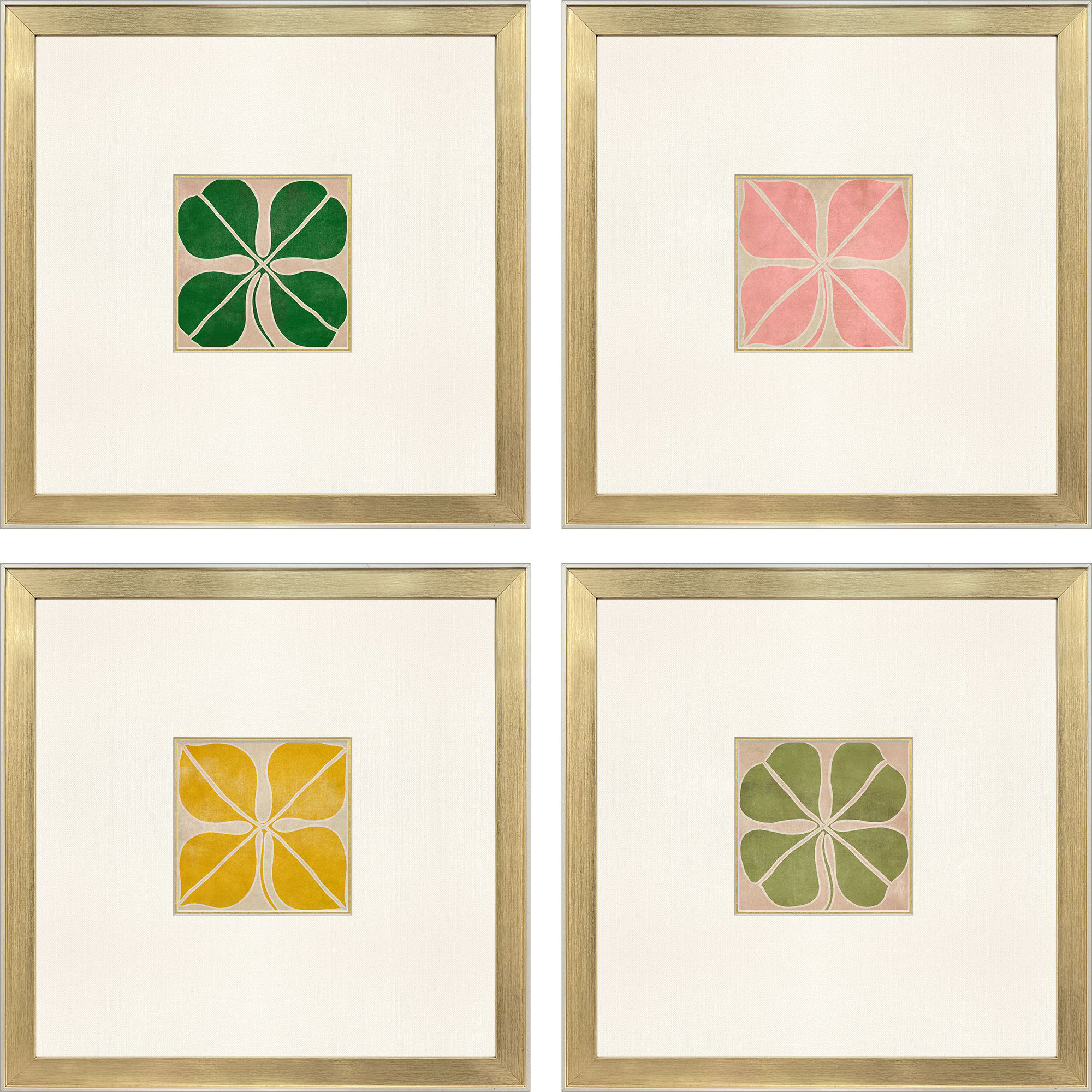 Four Leaves Multi and Green and Yellow and Pink Framed Art, Propac