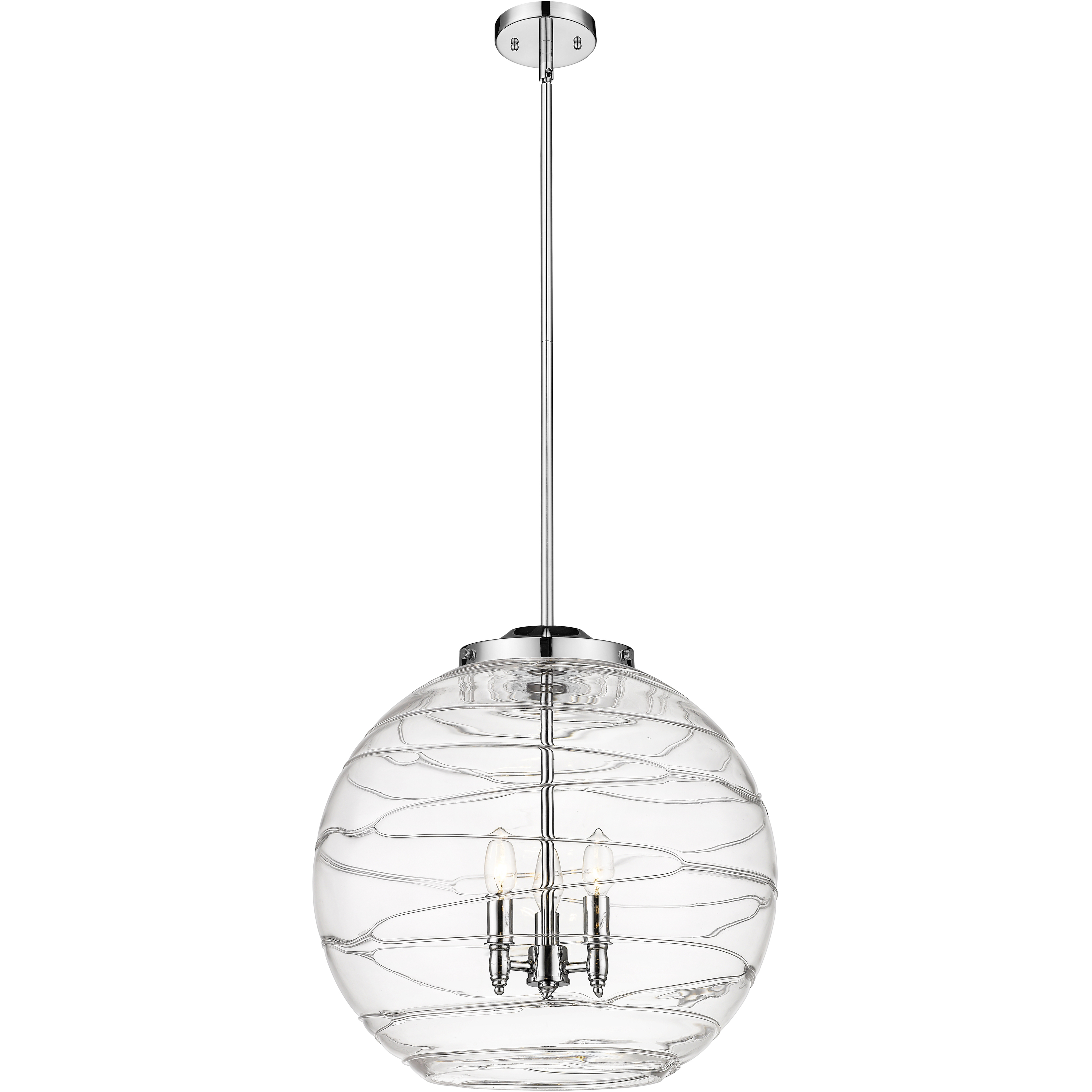 Ballston Athens Deco Swirl LED 17.88 inch Polished Chrome Statement Pendant Ceiling Light in Clear Deco Swirl