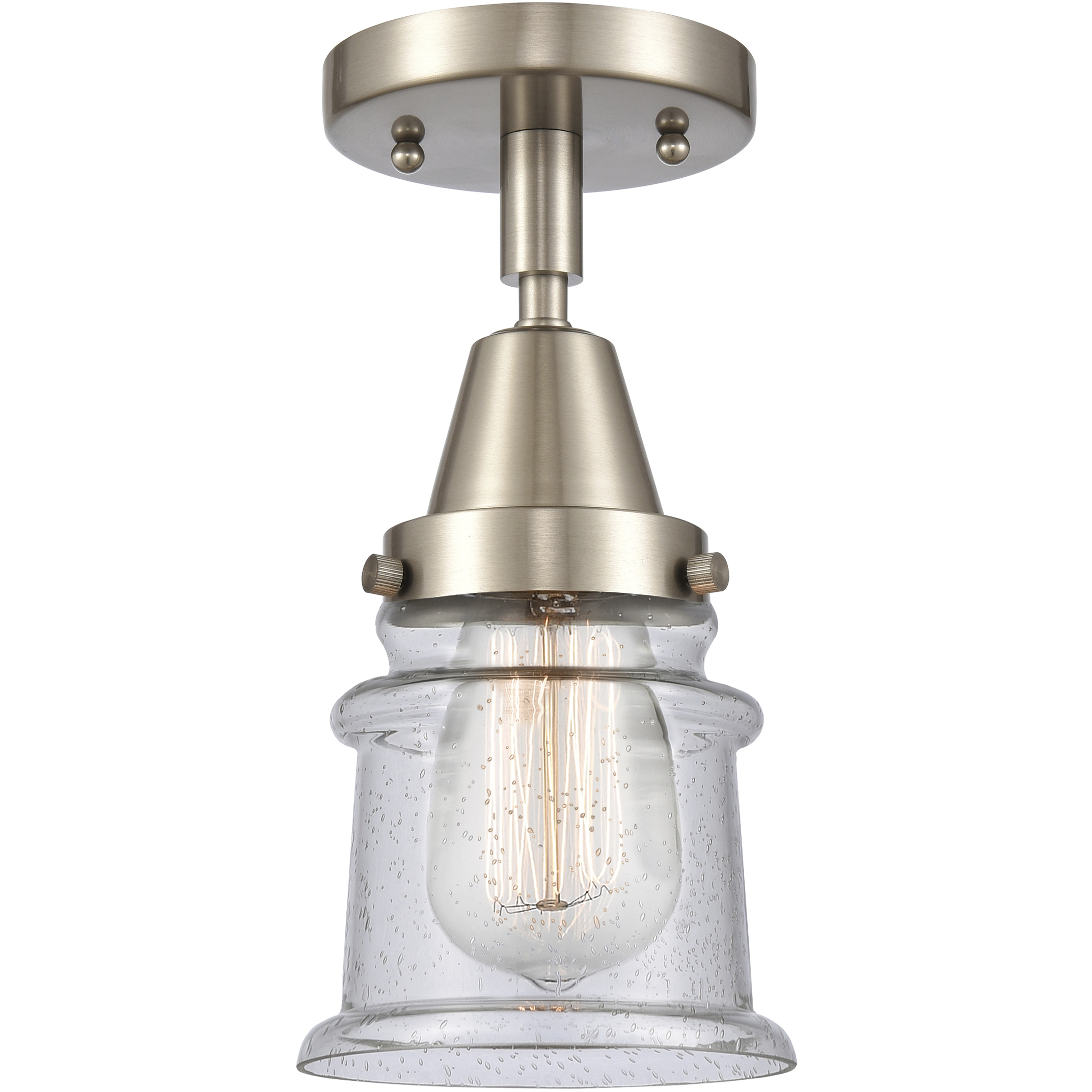 Franklin Restoration Small Canton LED 6 inch Brushed Satin Nickel Flush Mount Ceiling Light in Seedy Glass
