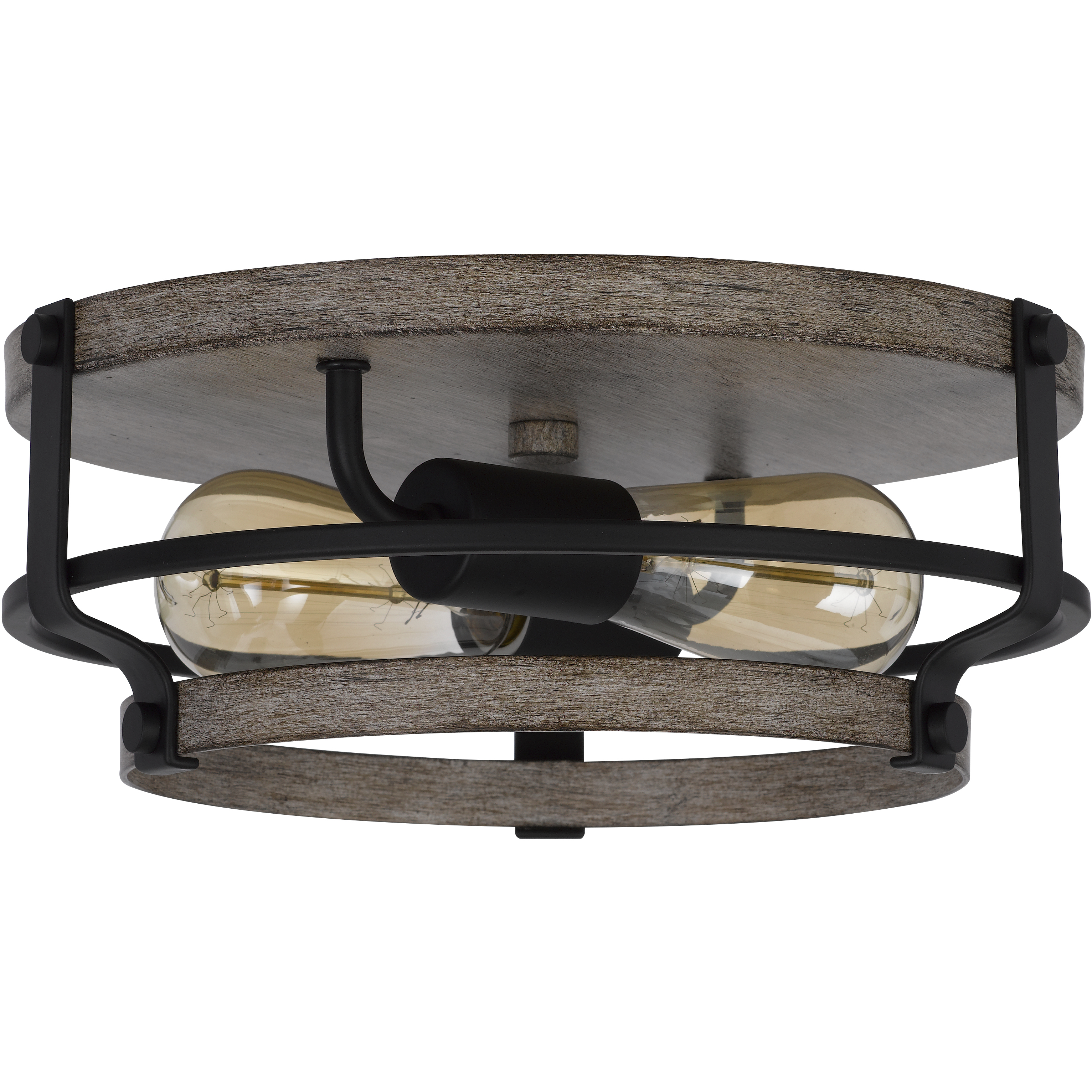 Clarita 2 Light 13 inch Drifted Wood and Black Semi Flush Mount Ceiling Light