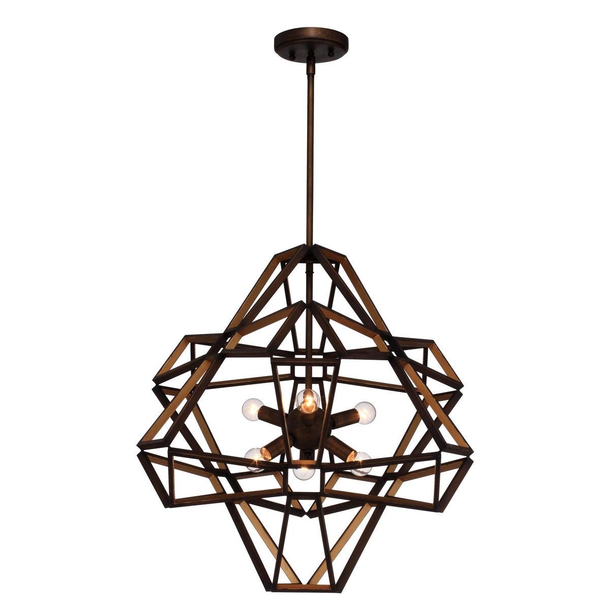 Unity 6 Light 22.5 inch Chestnut Bronze Exterior with Gold Interior Chandelier Ceiling Light