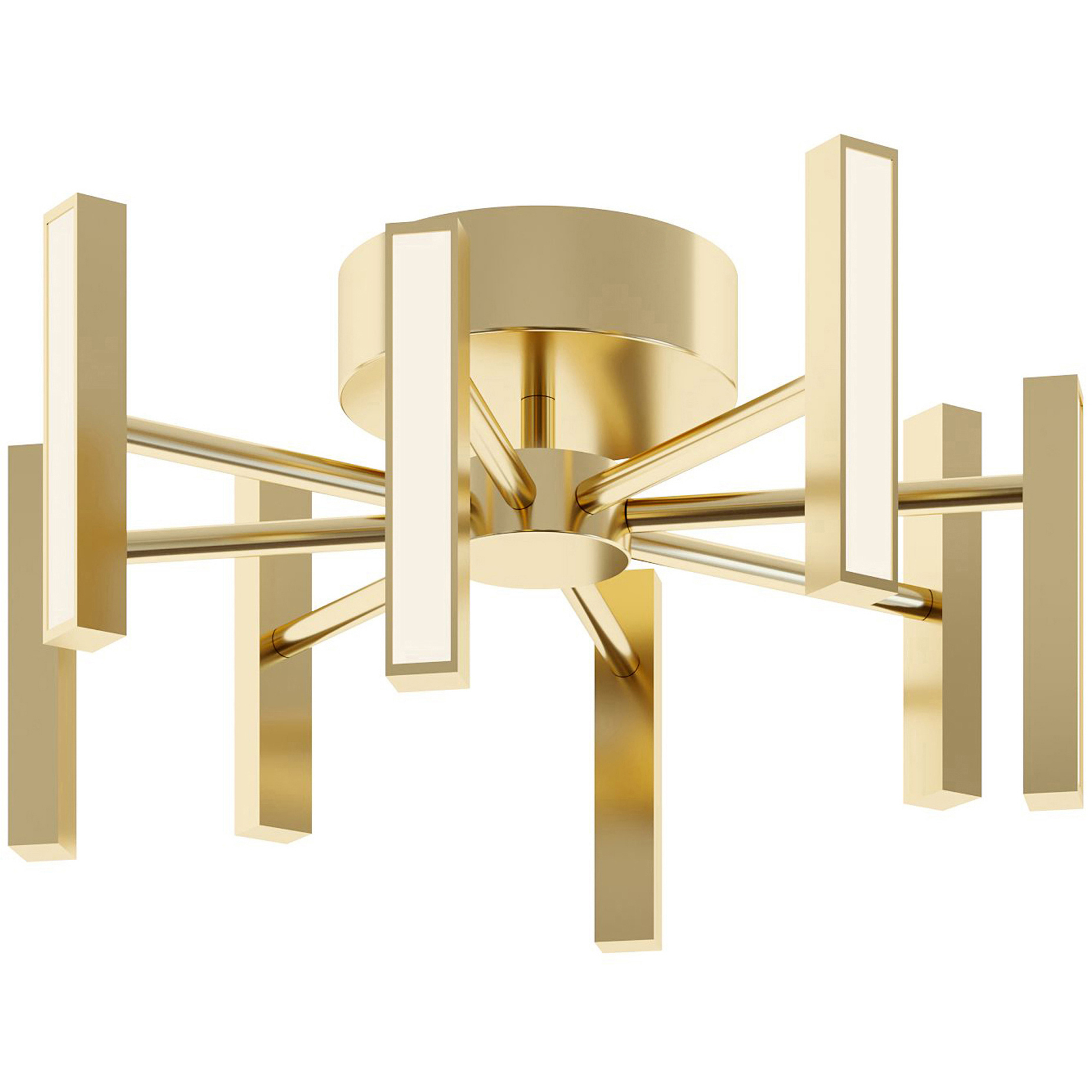 Indra 7 Light 16 inch Satin Brass Semi-Flush Mount Ceiling Light