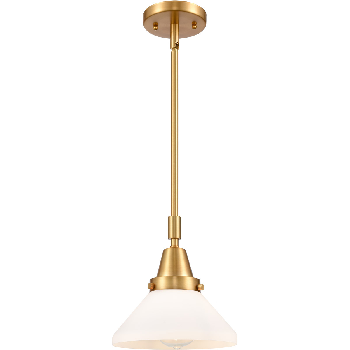 Franklin Restoration Caden LED 8 inch Satin Gold Mini Pendant Ceiling Light in Matte White Glass