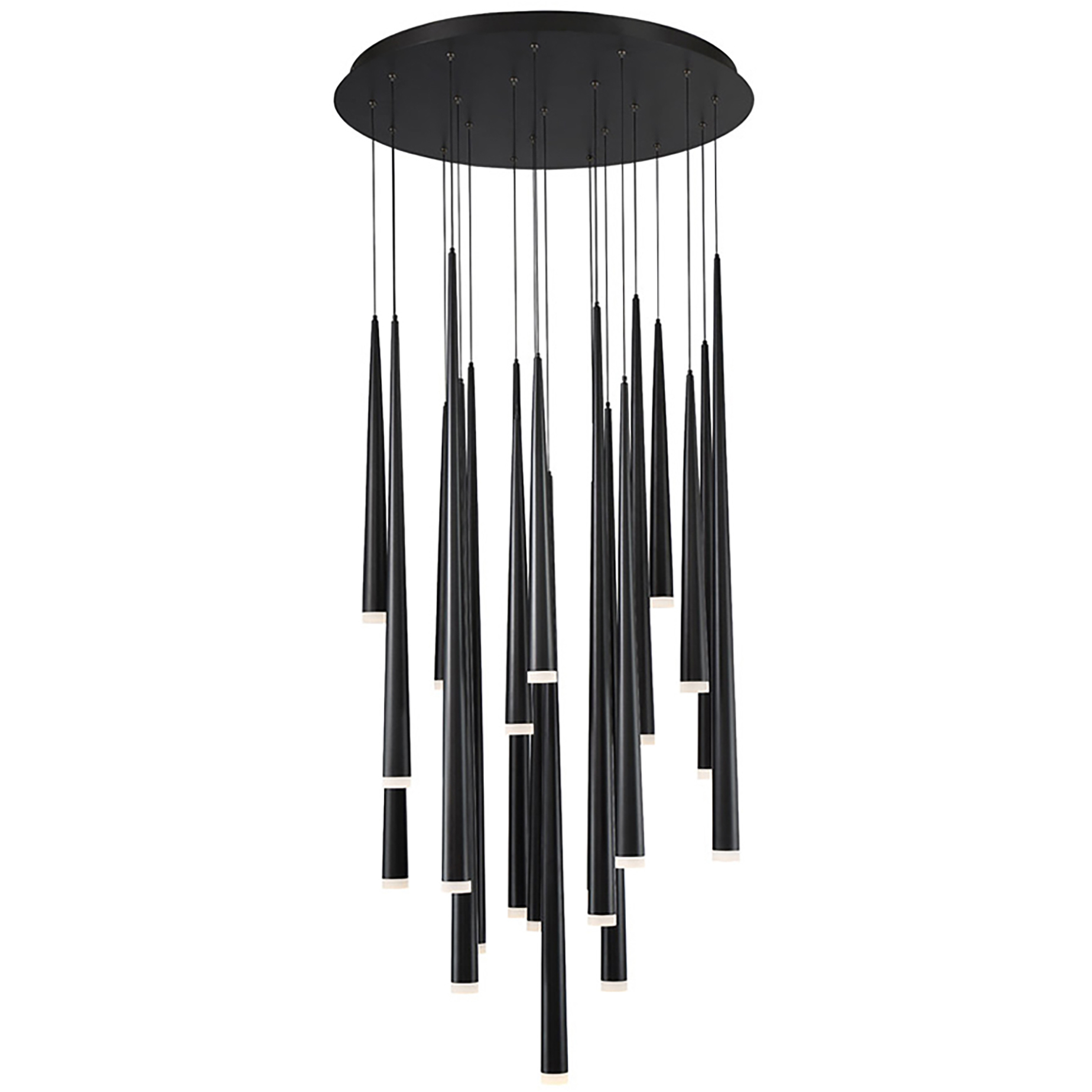 Cascade LED 26 inch Black Multi-Light Pendant Ceiling Light in 21, Round, 28in.
