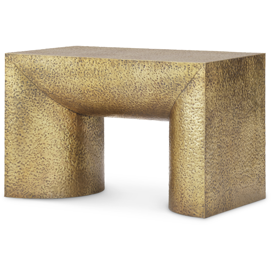 Drayton 27.56 X 17.72 inch Hammered Vintage Brass Side Table