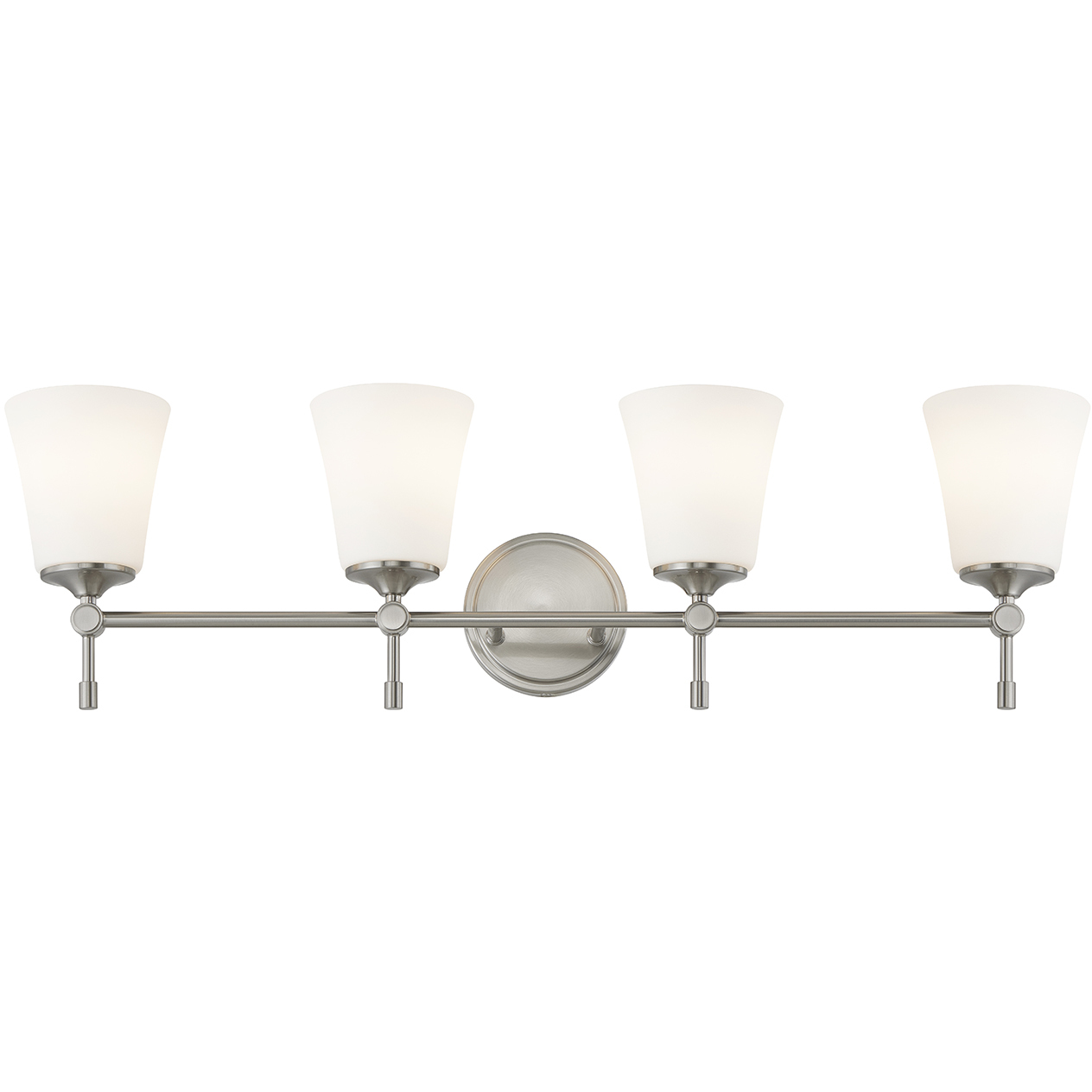 Fusion Collection - Tulsi Family 4 Light 32.5 inch Brushed Nickel and Opal Bath Bar Wall Light, EVOLV