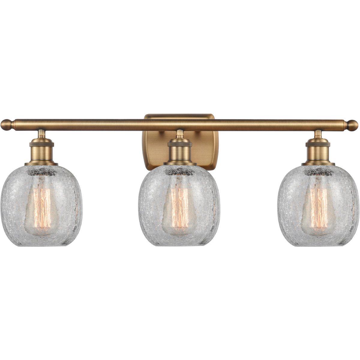 Ballston Belfast LED 26 inch Brushed Brass Bath Vanity Light Wall Light in Clear Crackle Glass, Ballston