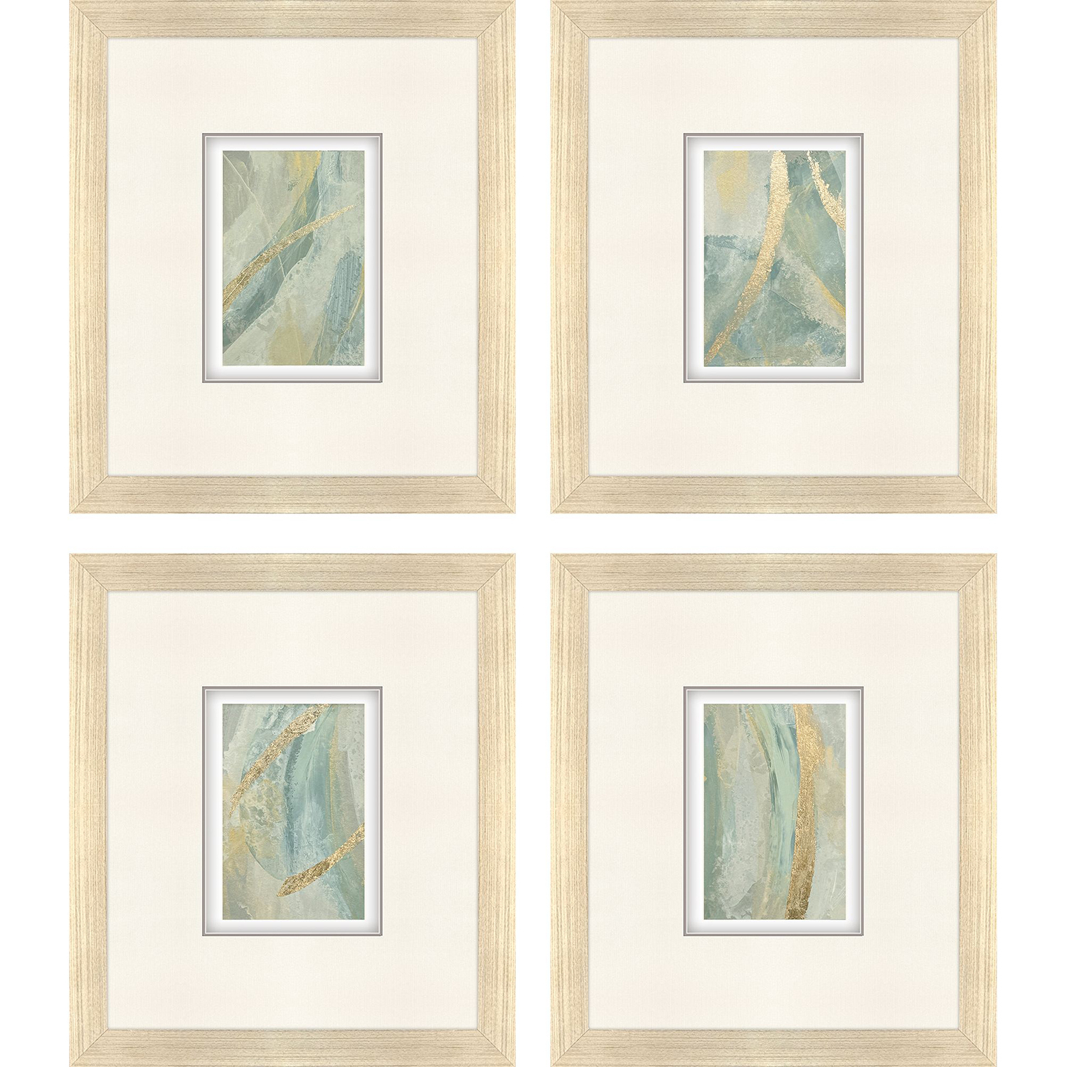 Ribbon Dance Green and Beige and Gray and Metallic Framed Art, The Studio