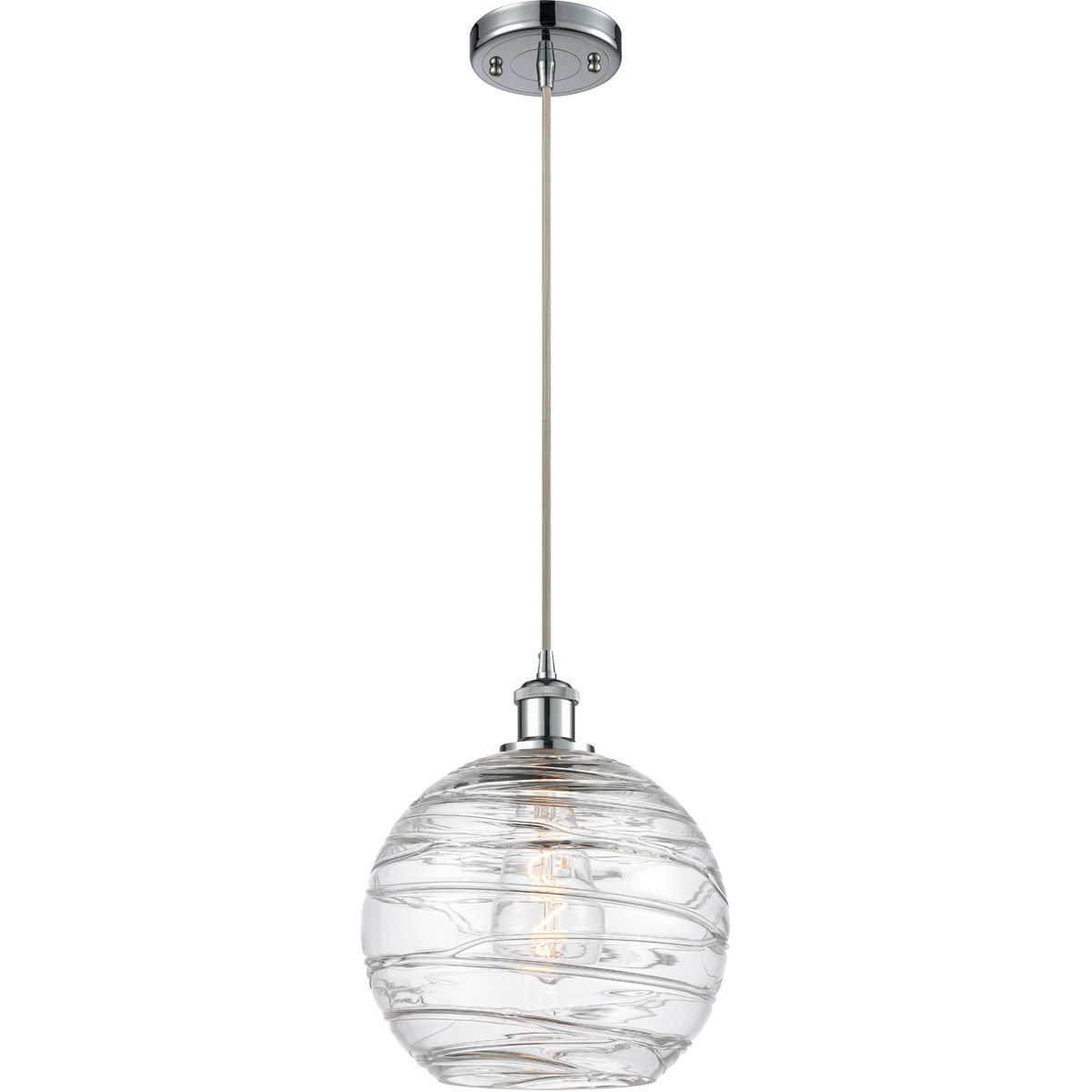 Ballston Large Deco Swirl LED 10 inch Polished Chrome Mini Pendant Ceiling Light in Silver, Ballston