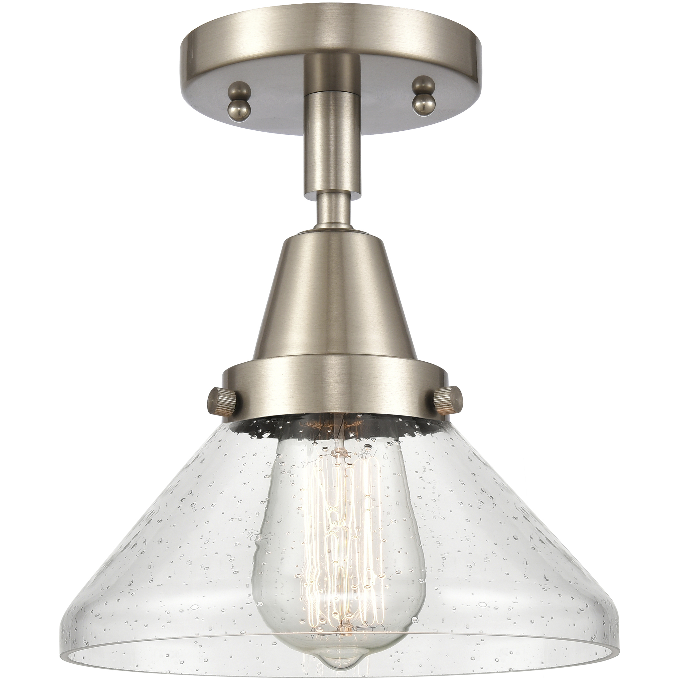 Franklin Restoration Caden LED 8 inch Brushed Satin Nickel Flush Mount Ceiling Light in Seedy Glass