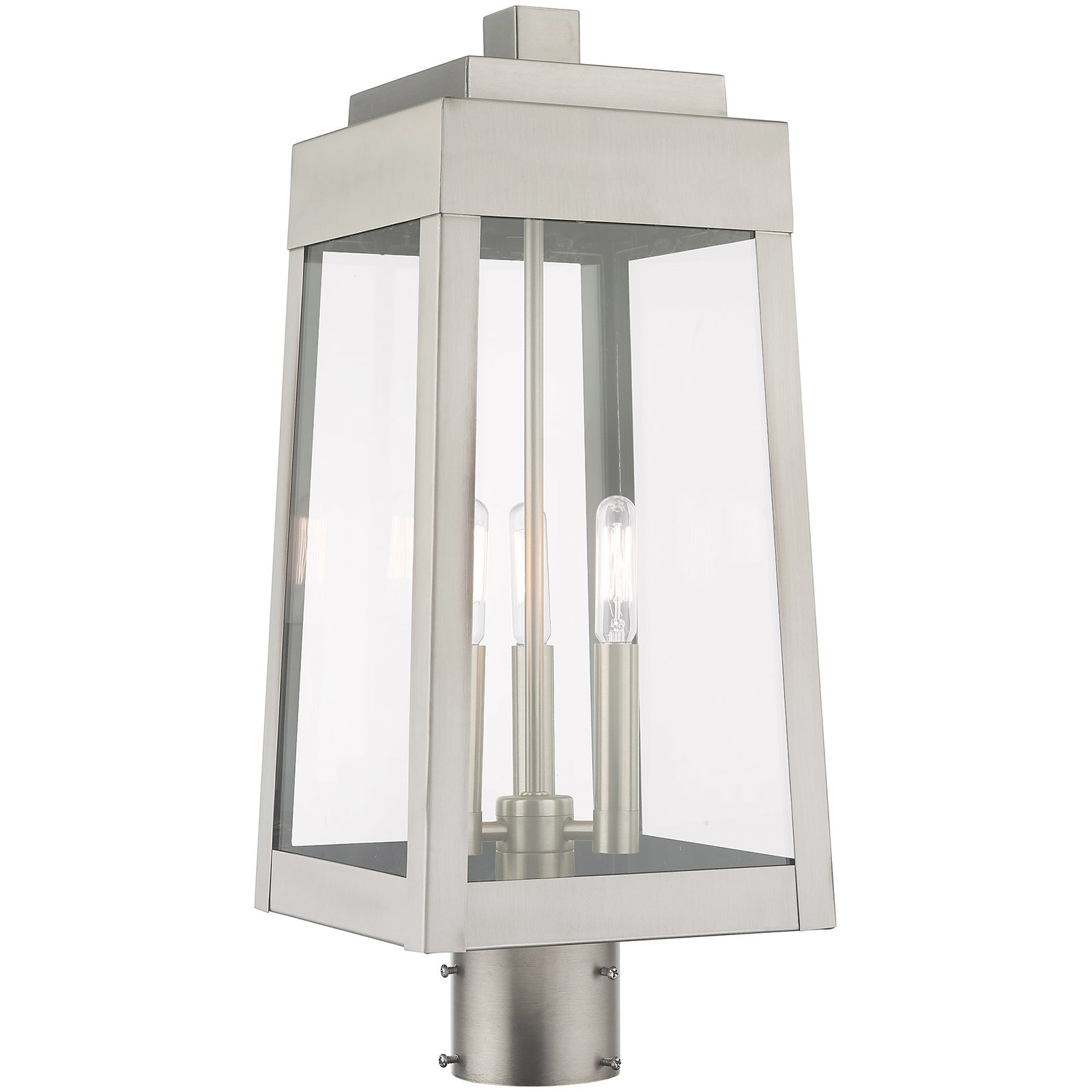 Oslo 3 Light 20 inch Brushed Nickel Outdoor Post Top Lantern