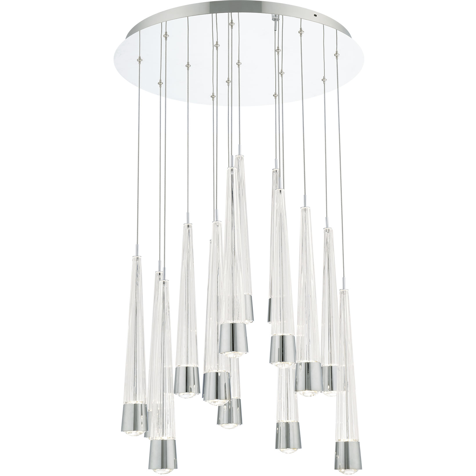 Quill LED 23 inch Chrome Multi-Light Pendant Ceiling Light, dweLED
