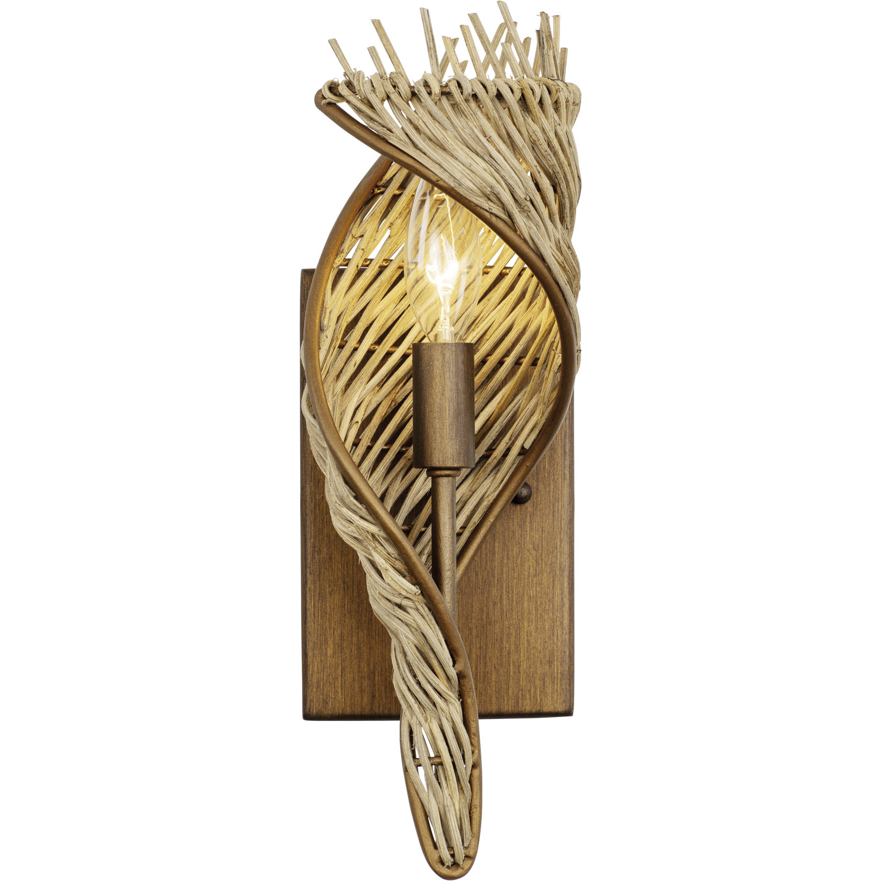 Flow 1 Light 5.5 inch Baguette and Natural Rattan Right Sconce Wall Light in Baguette/Natural Rattan, Smithsonian Collaboration