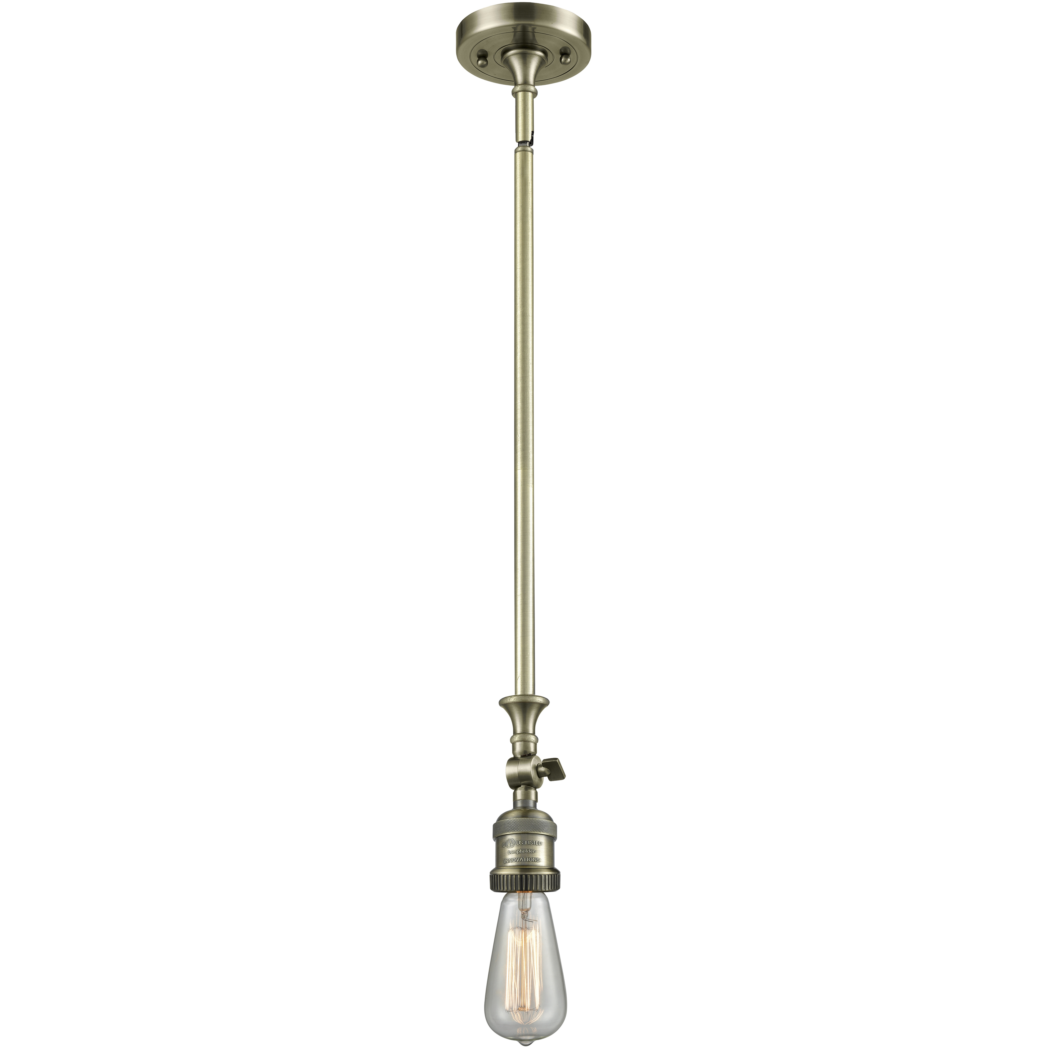 Franklin Restoration Bare Bulb LED 4 inch Antique Brass Mini Pendant Ceiling Light