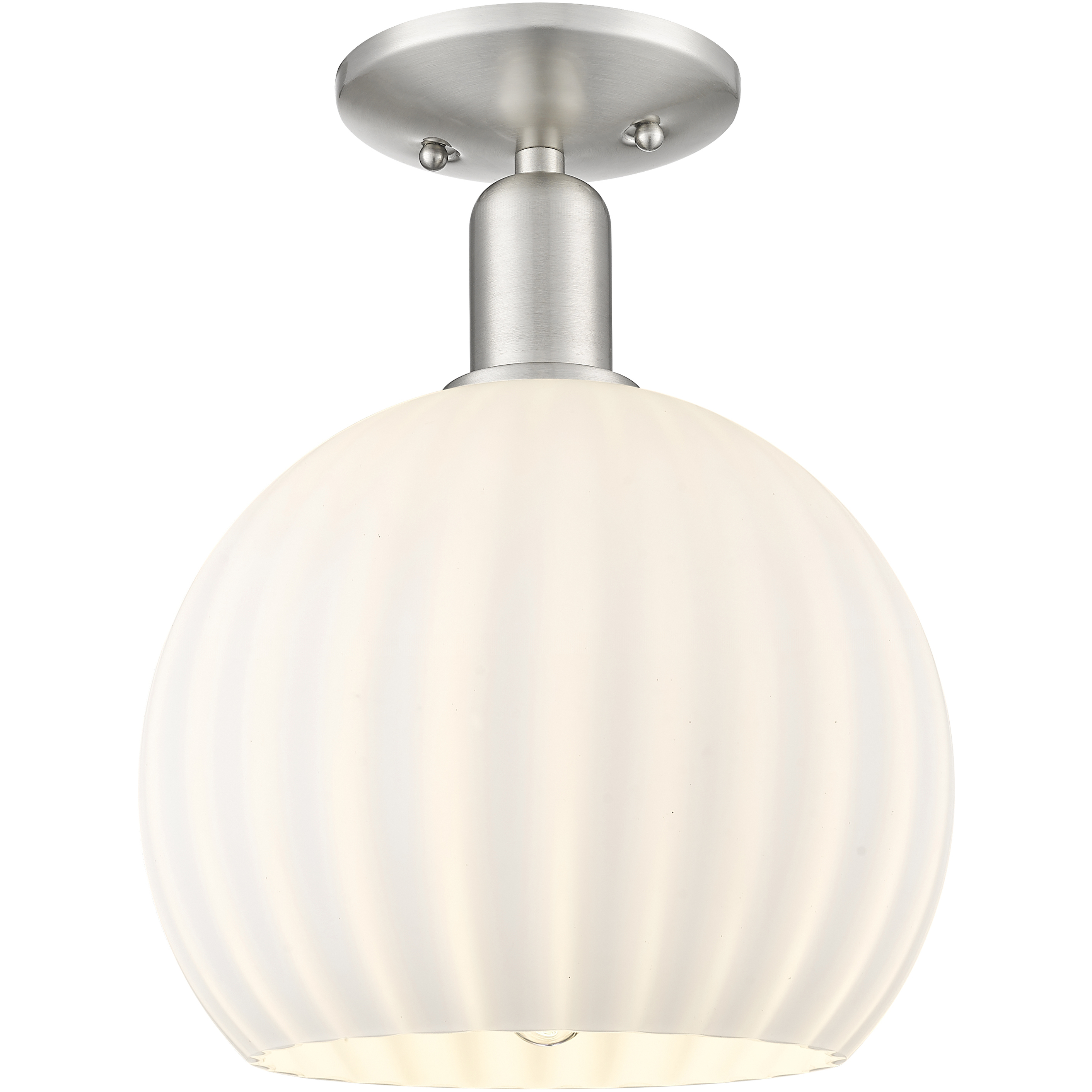 Arcadia White Venetian 1 Light 10 inch Brushed Satin Nickel Semi-Flush Mount Ceiling Light
