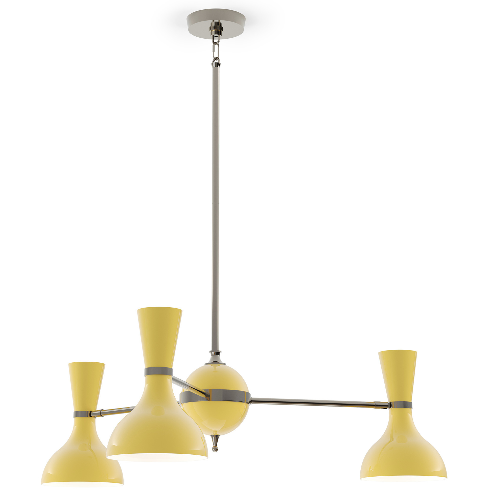 Clare 3 Light 27.75 inch Polished Nickel Chandelier Ceiling Light in Sunset Yellow