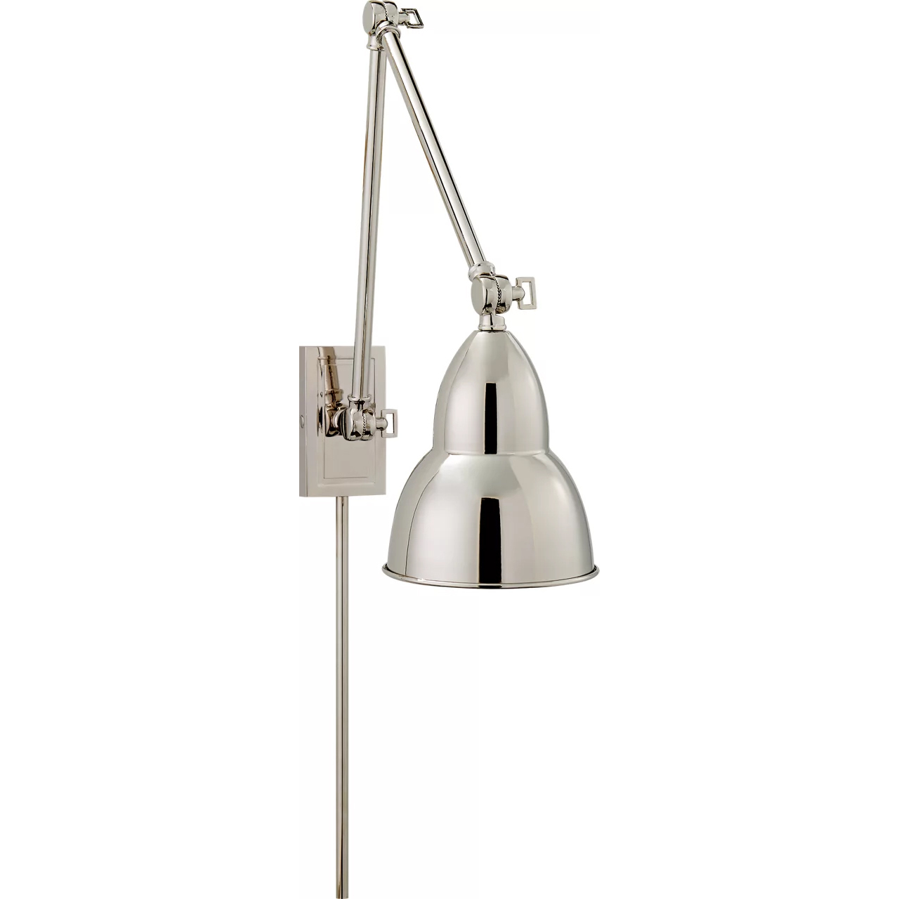 French Library2 16 inch 15 watt Polished Nickel Double Arm Wall Lamp Wall Light
