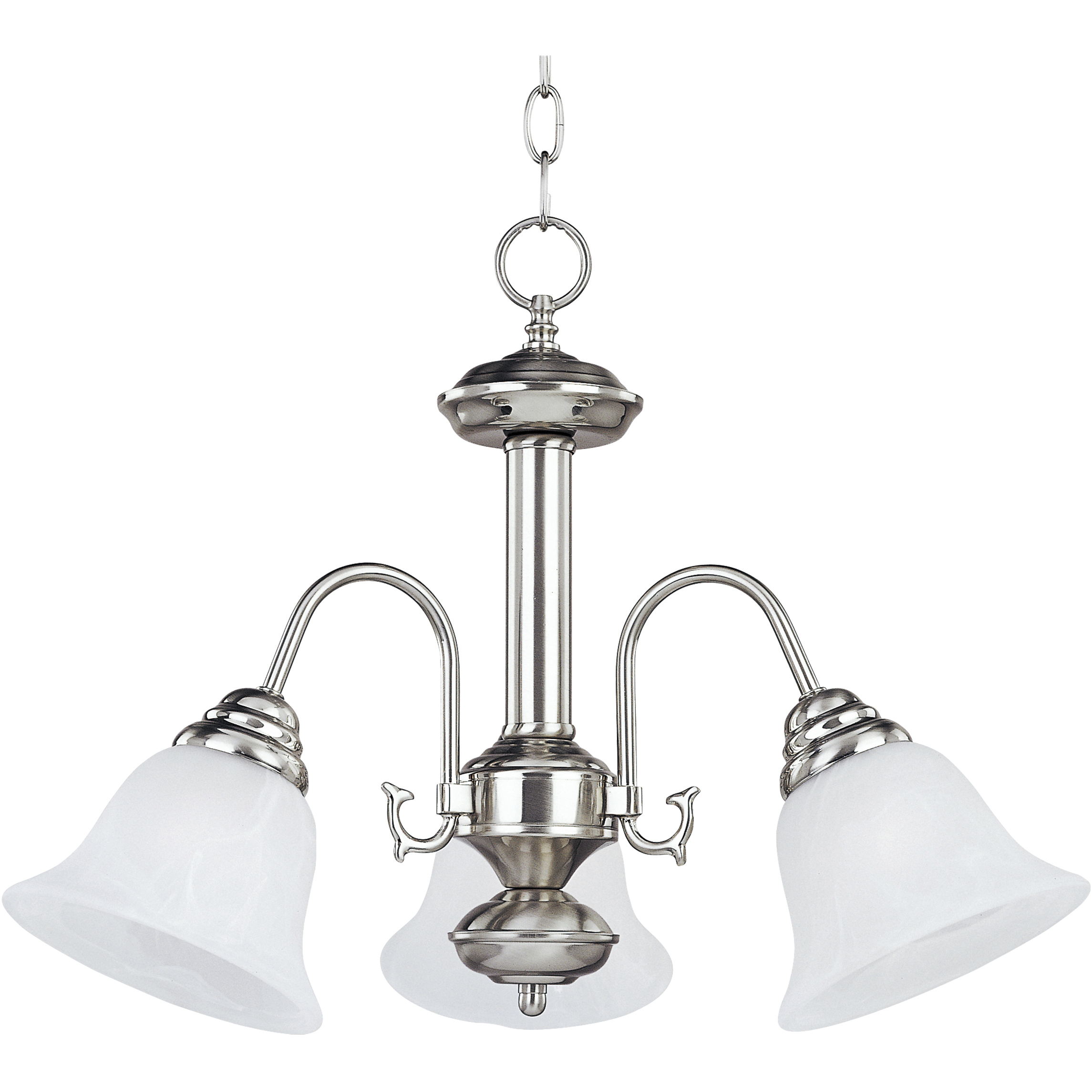Malaga 3 Light 20 inch Satin Nickel Mini Chandelier Ceiling Light in Marble