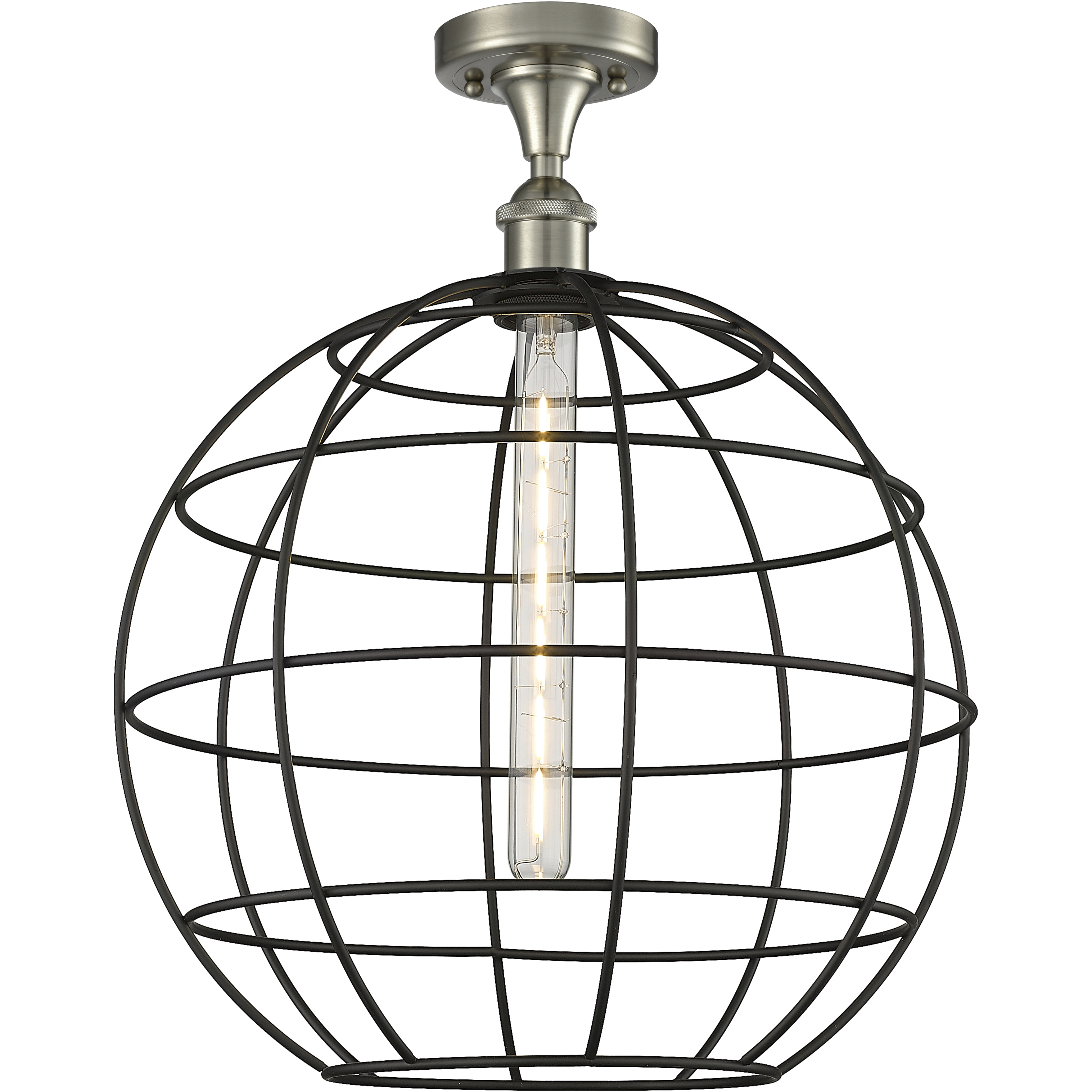Lake Placid 1 Light 16 inch Satin Nickel Semi-Flush Mount Ceiling Light