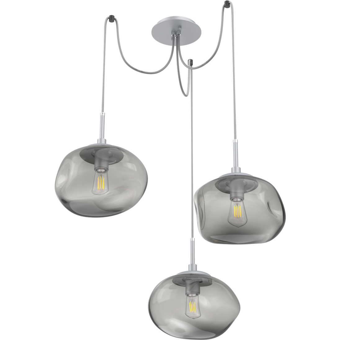 Nova 3 Light 19 inch Classic Silver Swag Multi-Pendant Ceiling Light in Smoke