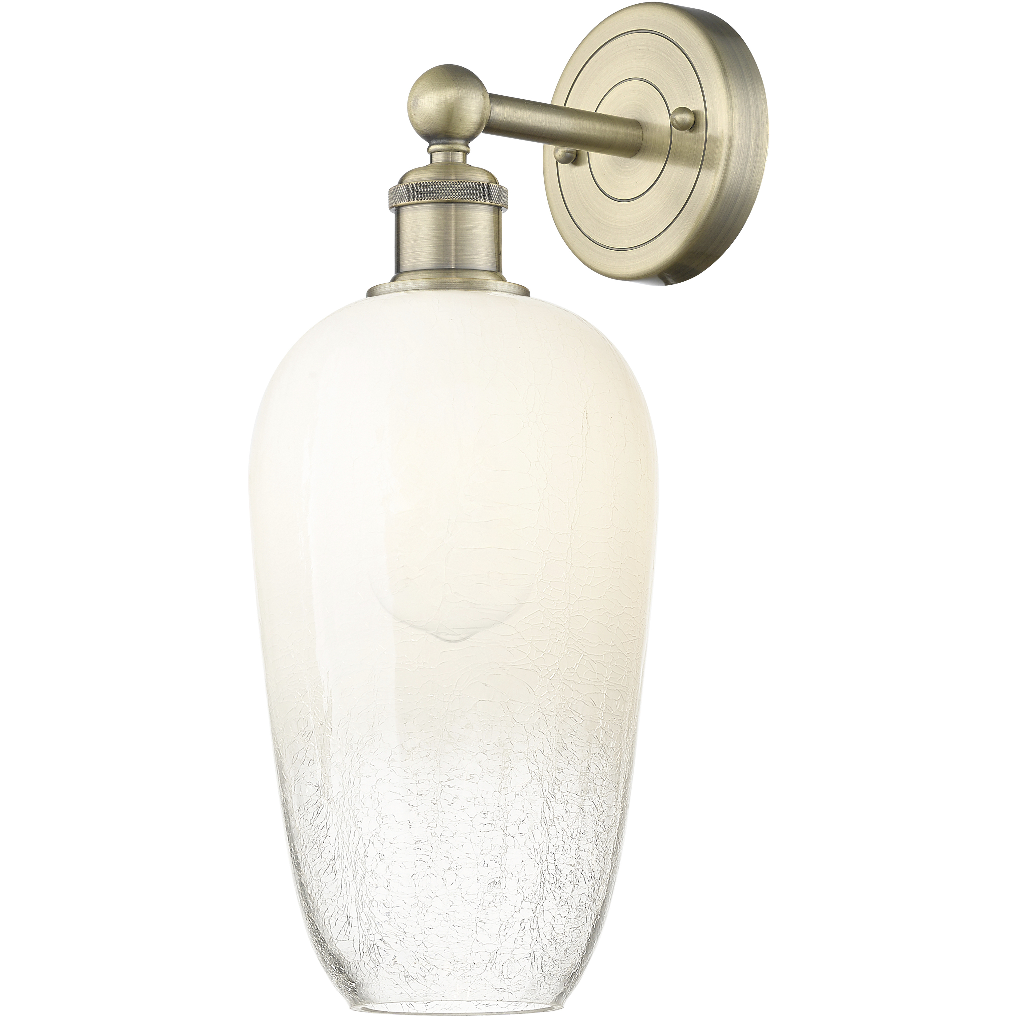 Edison Brookhaven Flute Armed Sconce Wall Light in Antique Brass, Opal Glass
