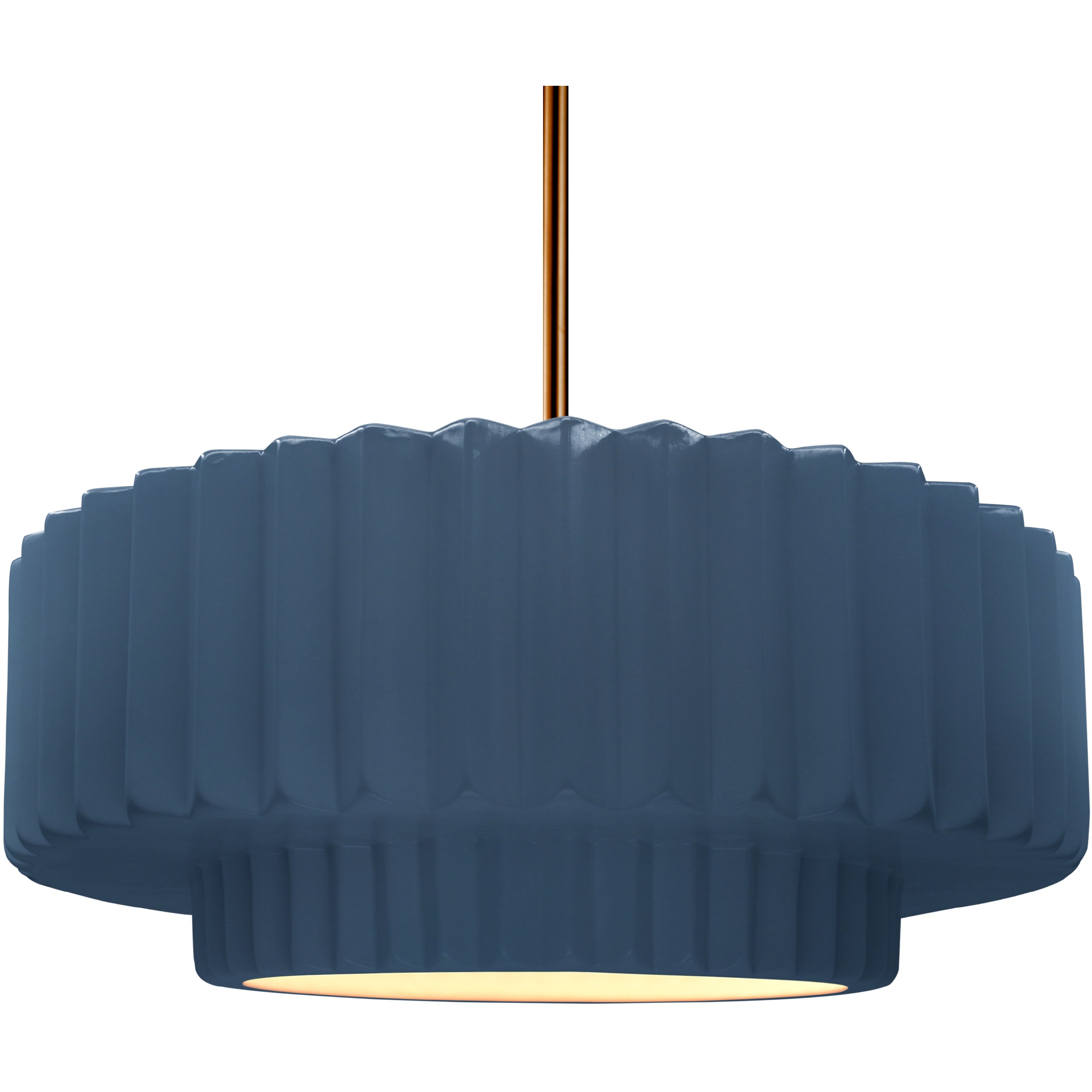 Radiance Collection - Pleated Tier Pendant Ceiling Light in Dedicated LED, Black Cord, Polished Brass, Midnight Sky/Matte White, 16.25W x 6H, Form+Finish+Function