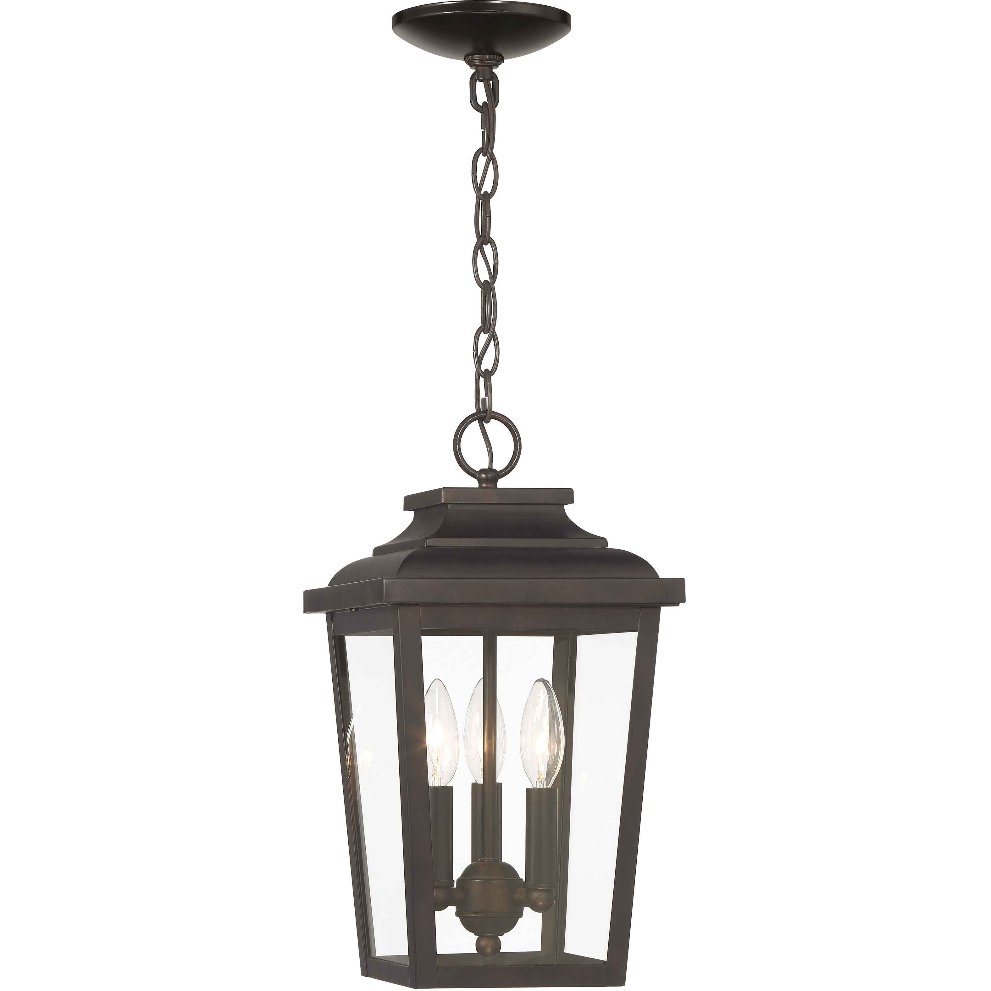 Minka-Lavery Great Outdoors Irvington Manor 3 Light 8.5 inch Chelesa Bronze Outdoor Chain Hung in Incandescent, Clear Glass 72174-189-C - Open Box