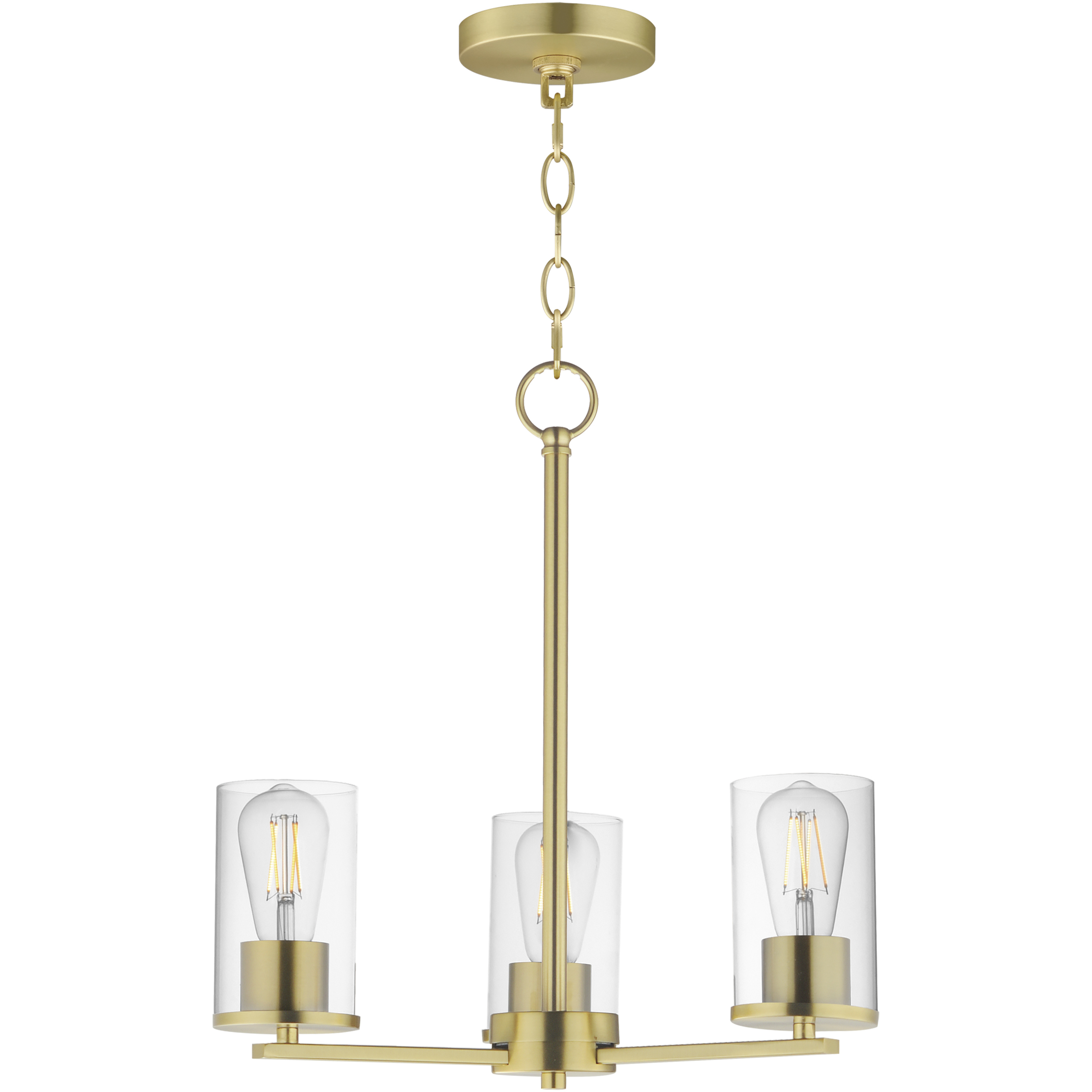 Lateral 3 Light 18 inch Satin Brass Chandelier Ceiling Light in Clear