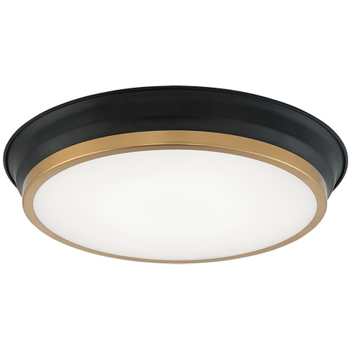 Jaxx LED 15 inch Black and Aged Gold Brass Flush Mount Ceiling Light