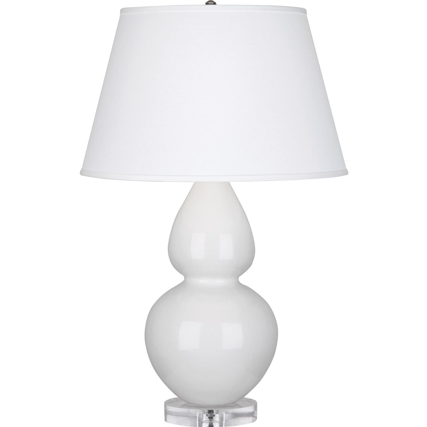 Double Gourd 30 inch 150 watt Lily Glazed Ceramic with Lucite Base Table Lamp Portable Light in Pearl Dupioni