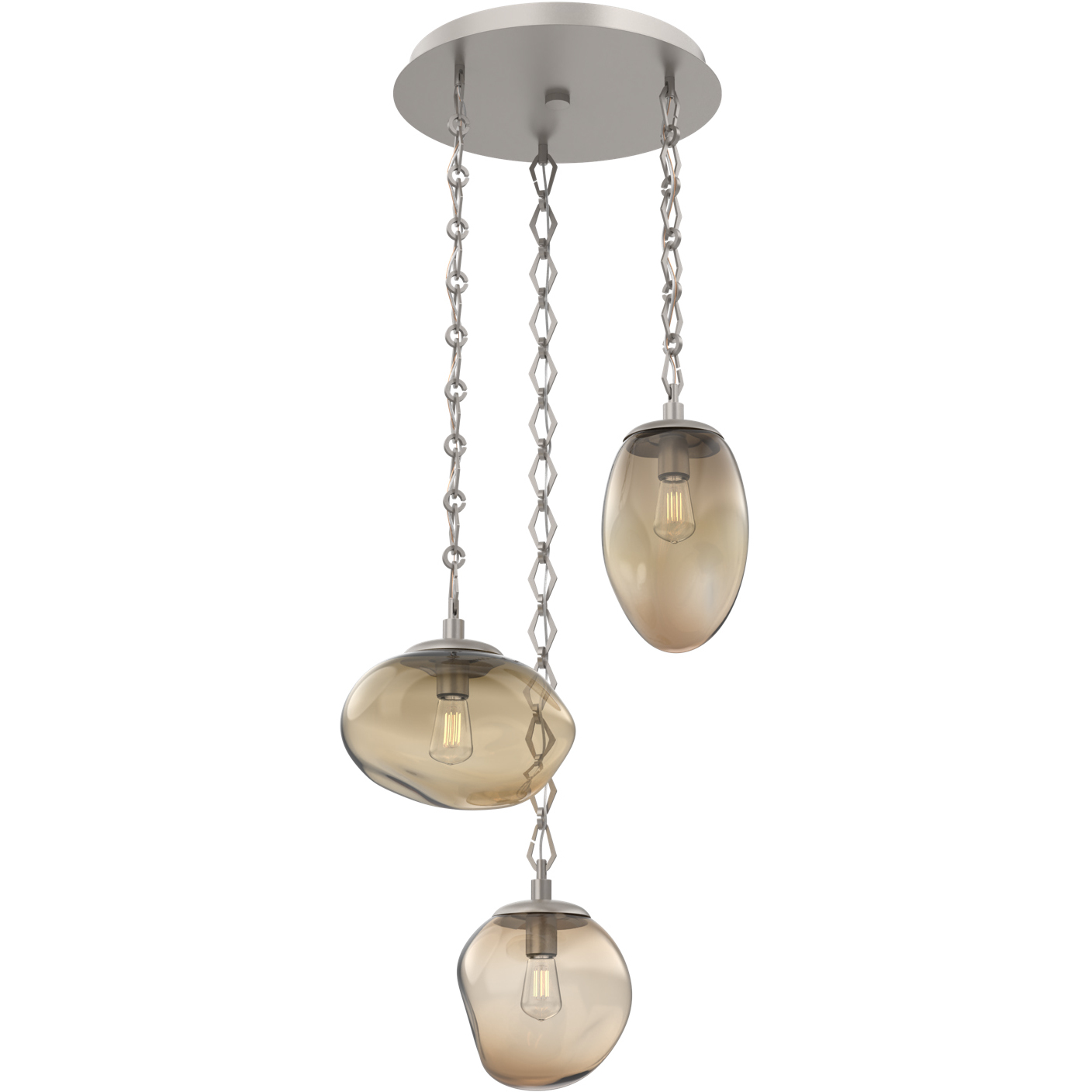 Cosmos 3 Light 22.2 inch Beige Silver Multi-Pendant Ceiling Light in Bronze, Diamond Chain