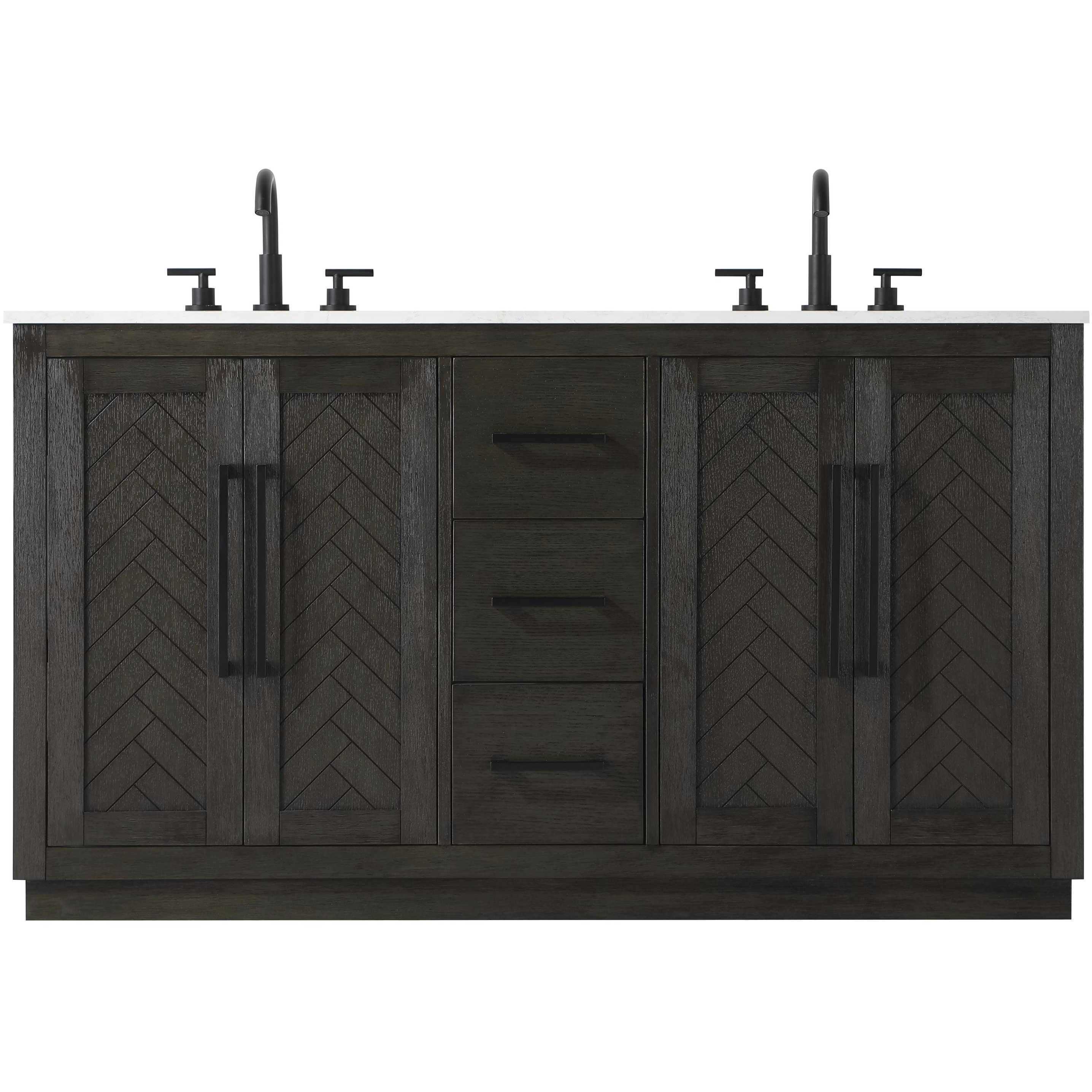 Chase 60 X 34 inch Chocolate Oak Bathroom Vanity Cabinet