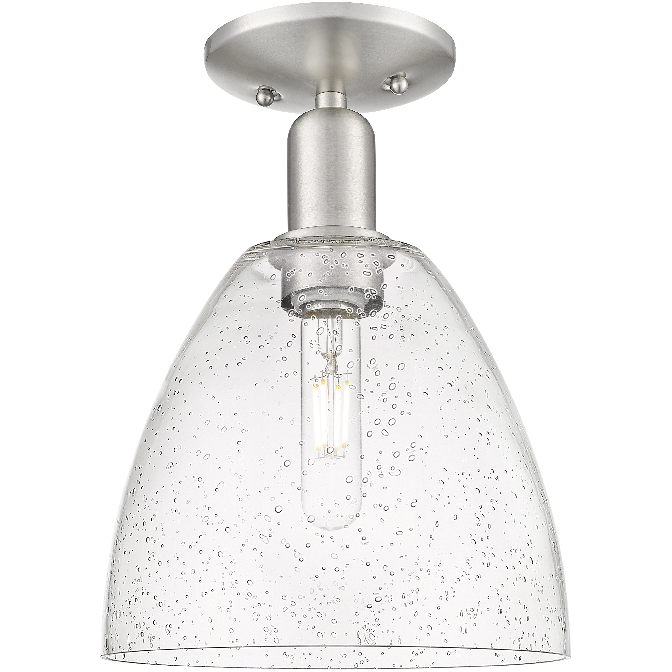 Arcadia Bristol 1 Light 9 inch Brushed Satin Nickel Semi-Flush Mount Ceiling Light in Seedy